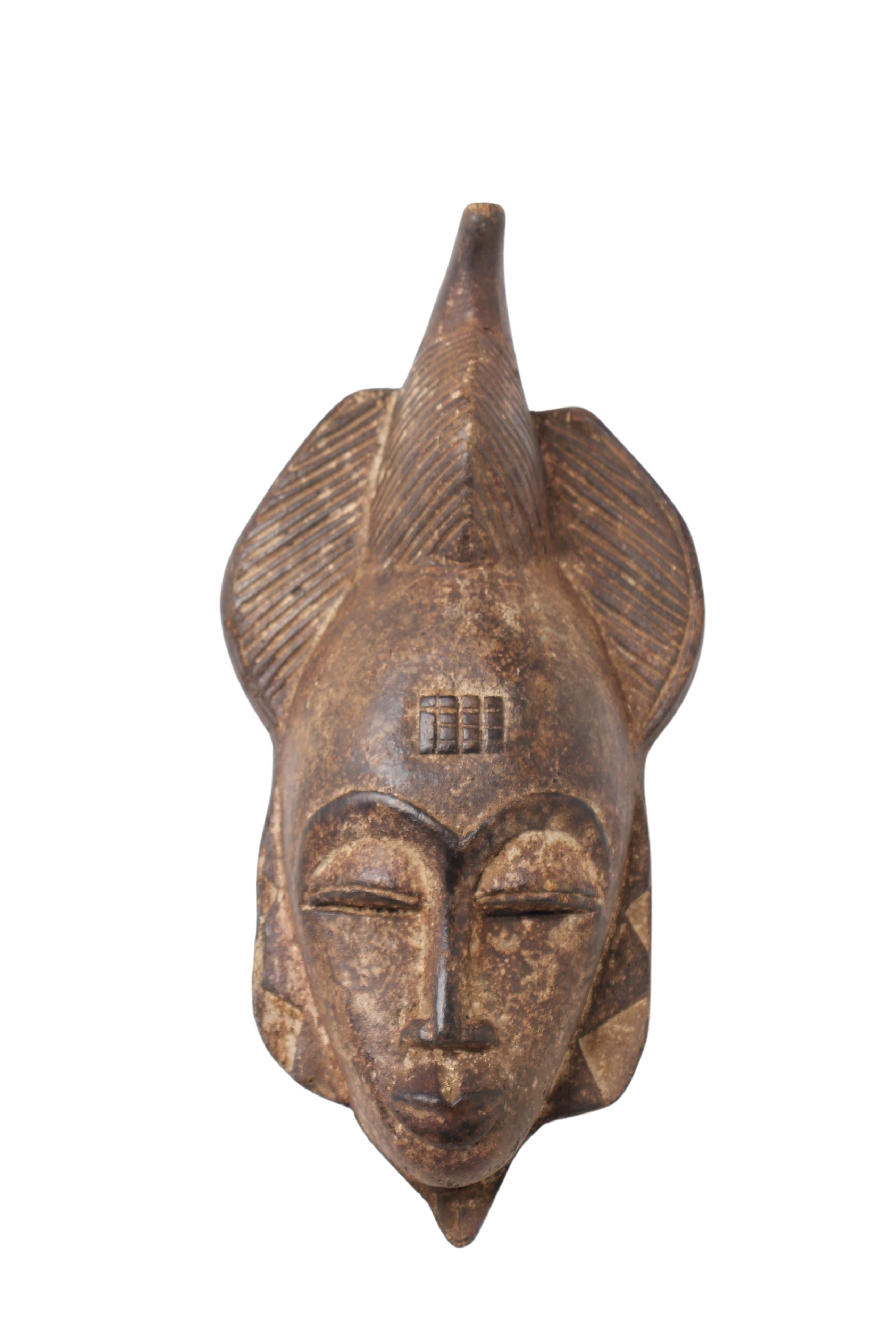 Baule Tribe Kpan Mask ~13.4" Tall (New 2024) - West African Artifacts