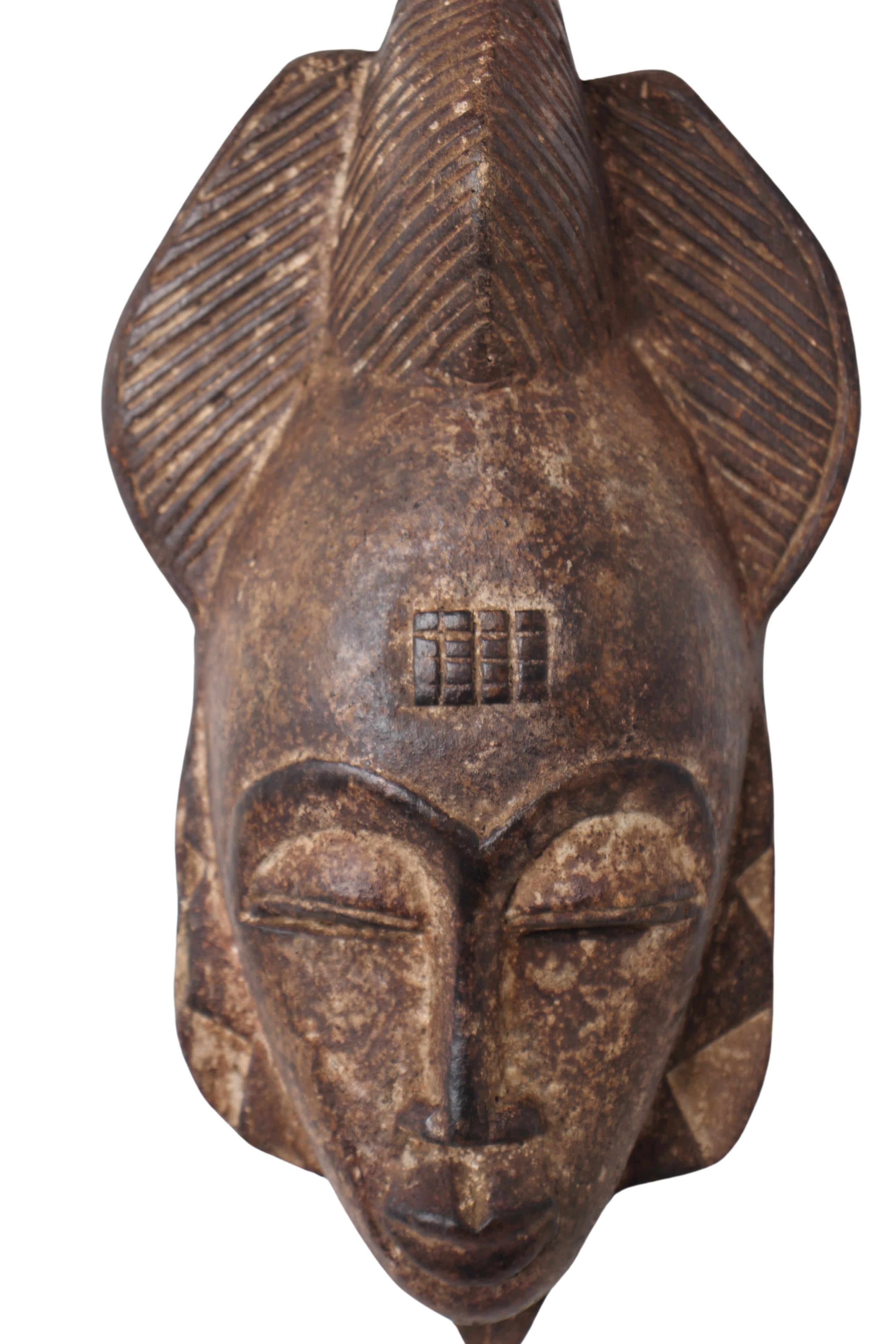 Baule Tribe Kpan Mask ~13.4" Tall (New 2024) - West African Artifacts