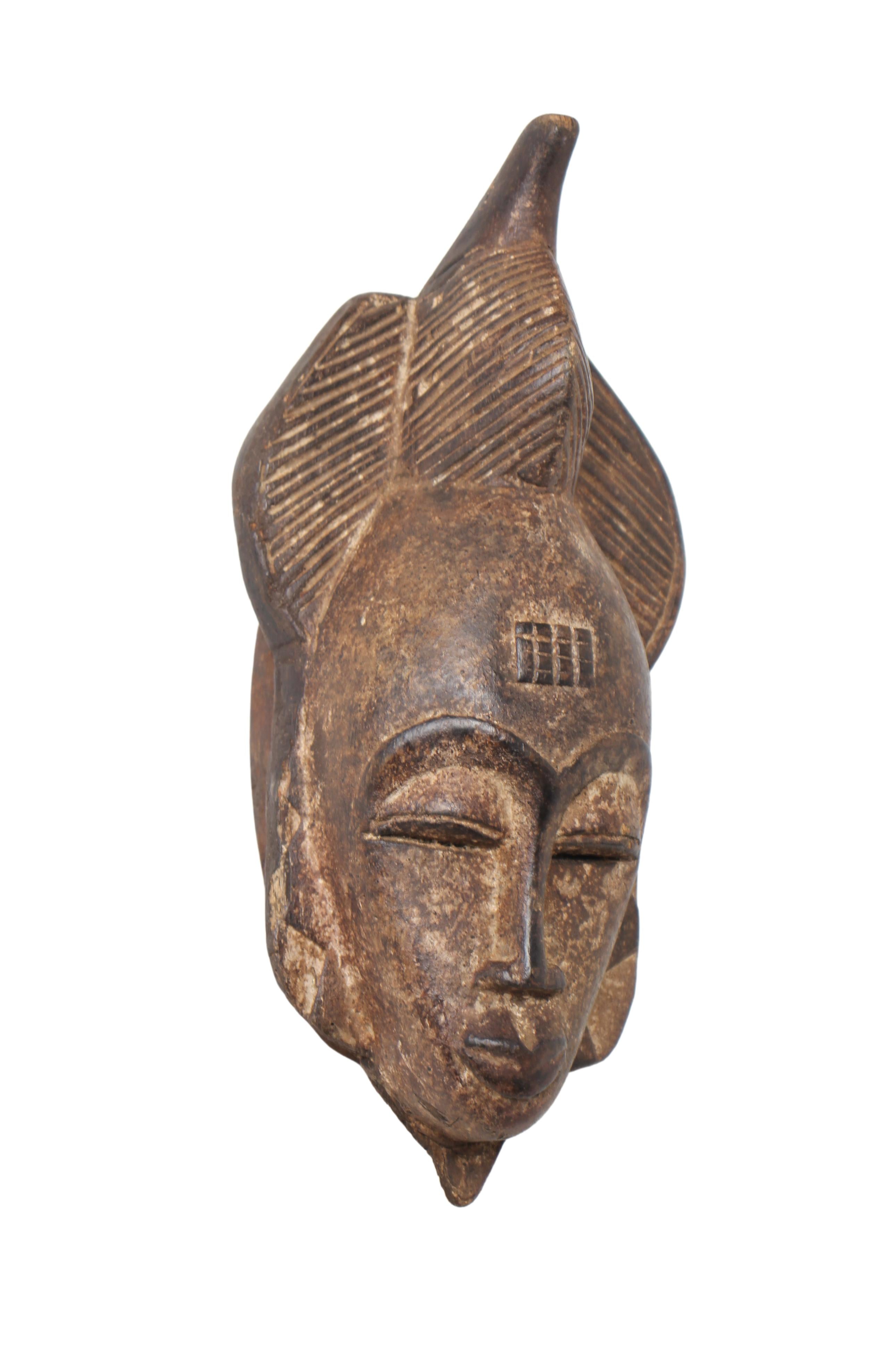 Baule Tribe Kpan Mask ~13.4" Tall (New 2024) - West African Artifacts