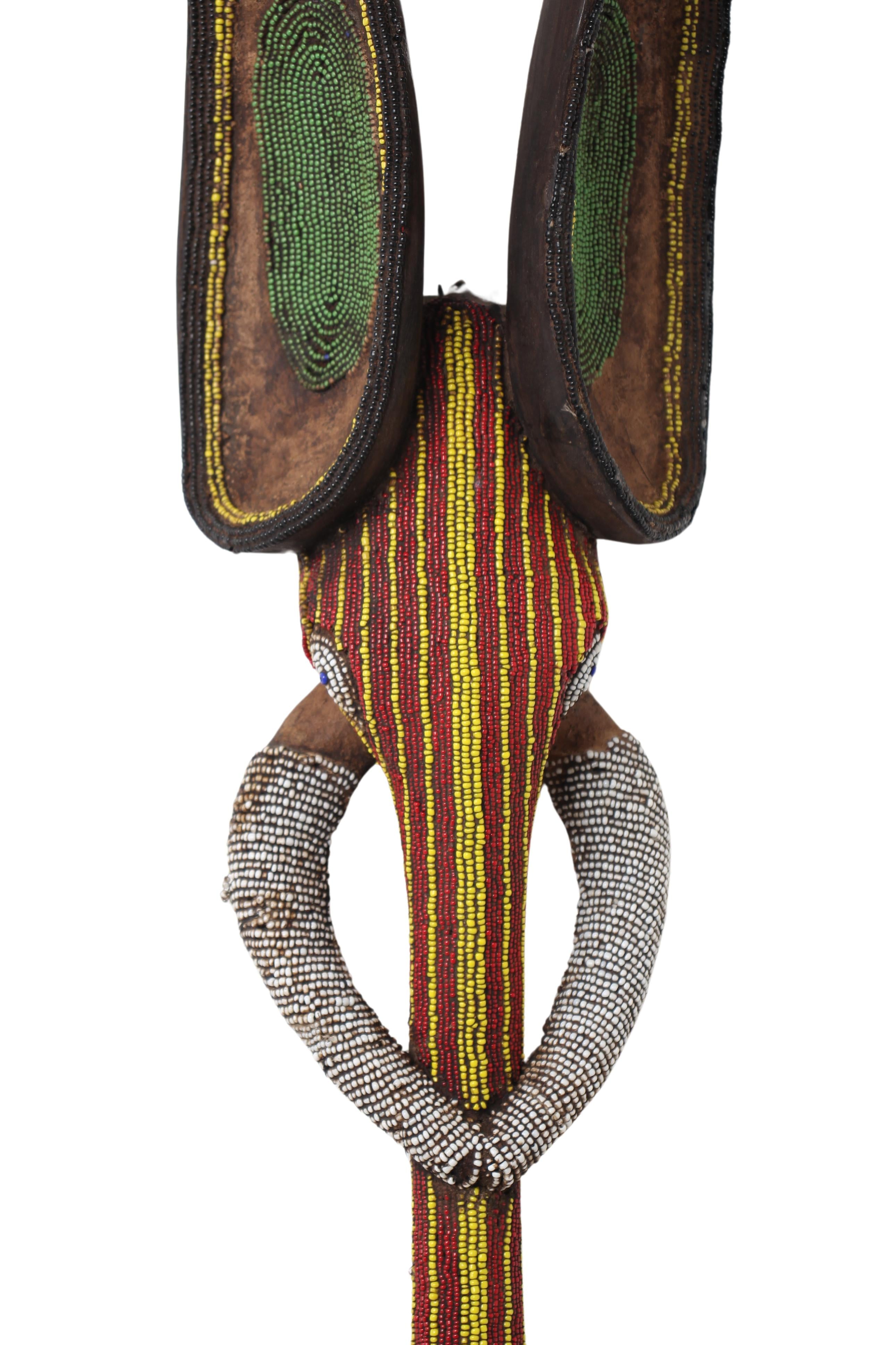 Babanki Tribe Beaded Elephant Mask ~25.2" Tall (New 2024)