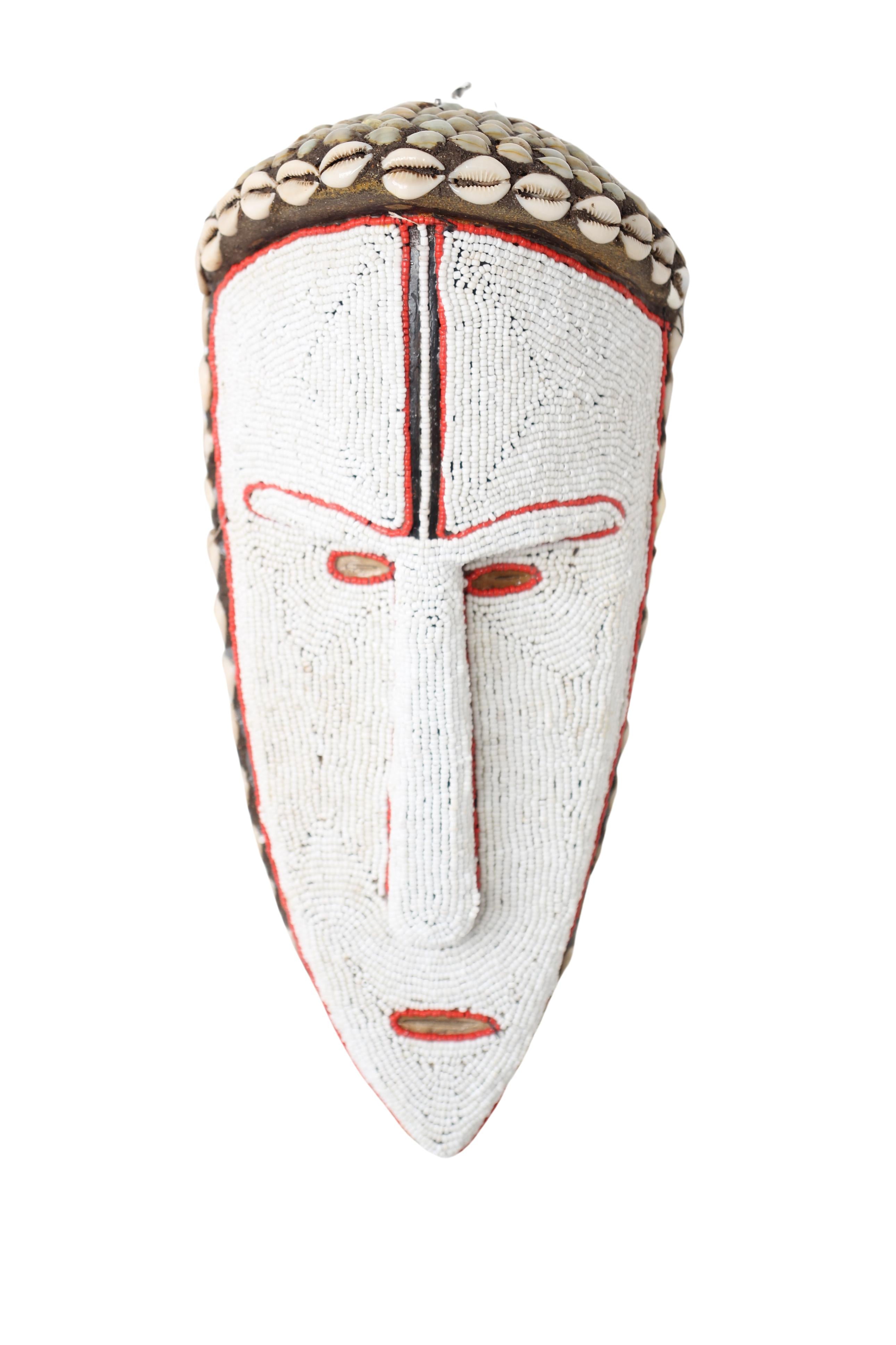 Fang Tribe Beaded Mask ~13.4" Tall (New 2024) - West African Artifacts