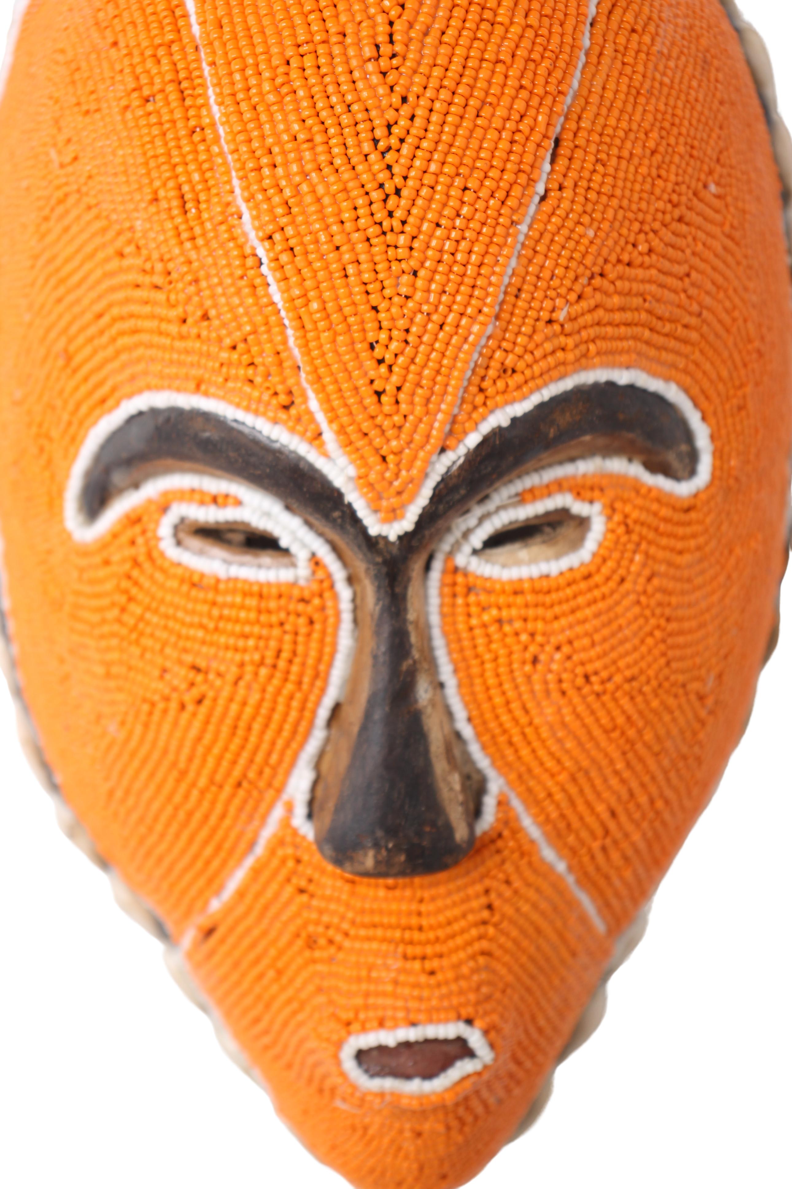 Fang Tribe Beaded Mask ~11" Tall (New 2024) - West African Artifacts