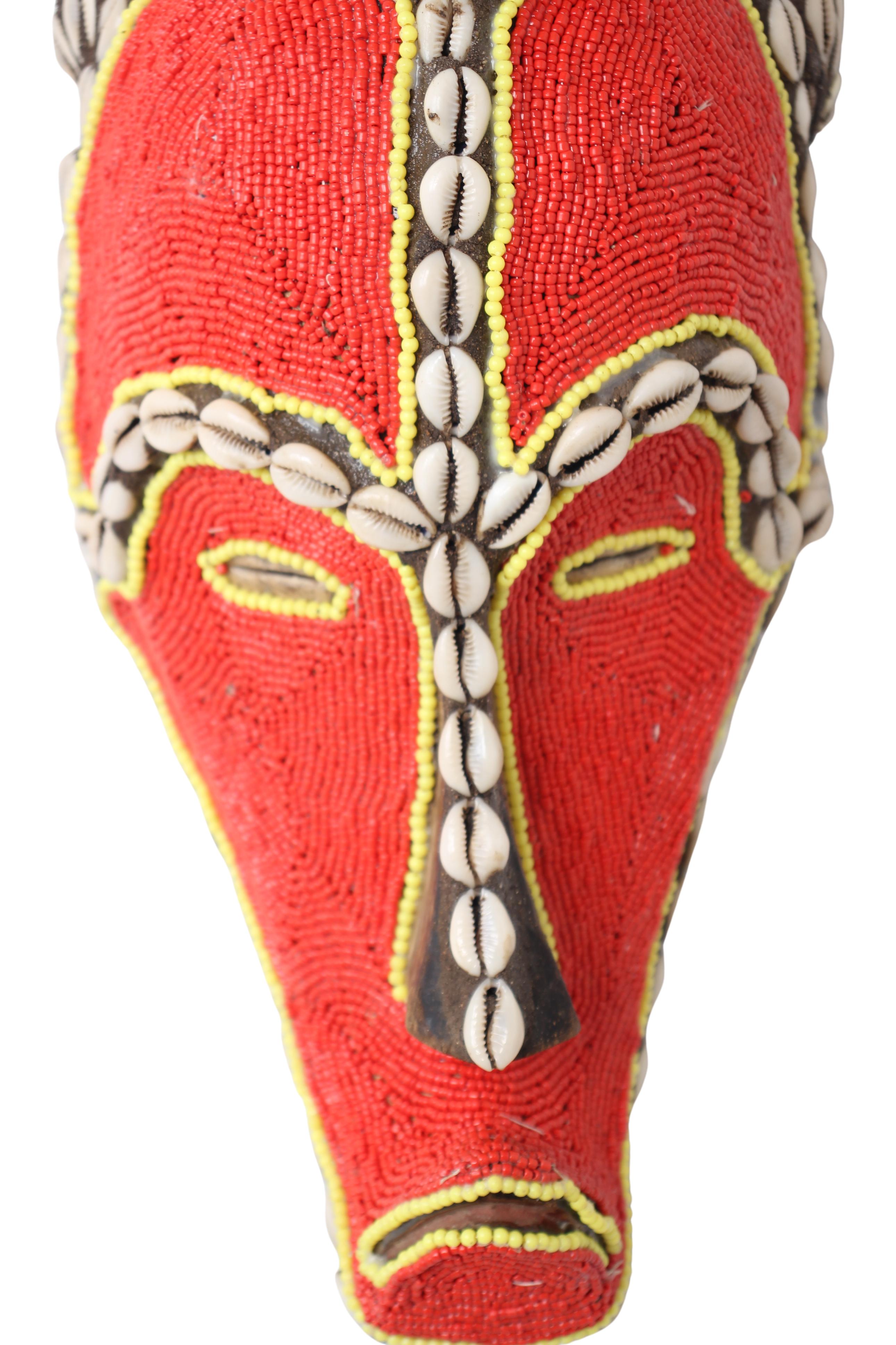 Fang Tribe Beaded Mask ~12.6" Tall (New 2024) - West African Artifacts