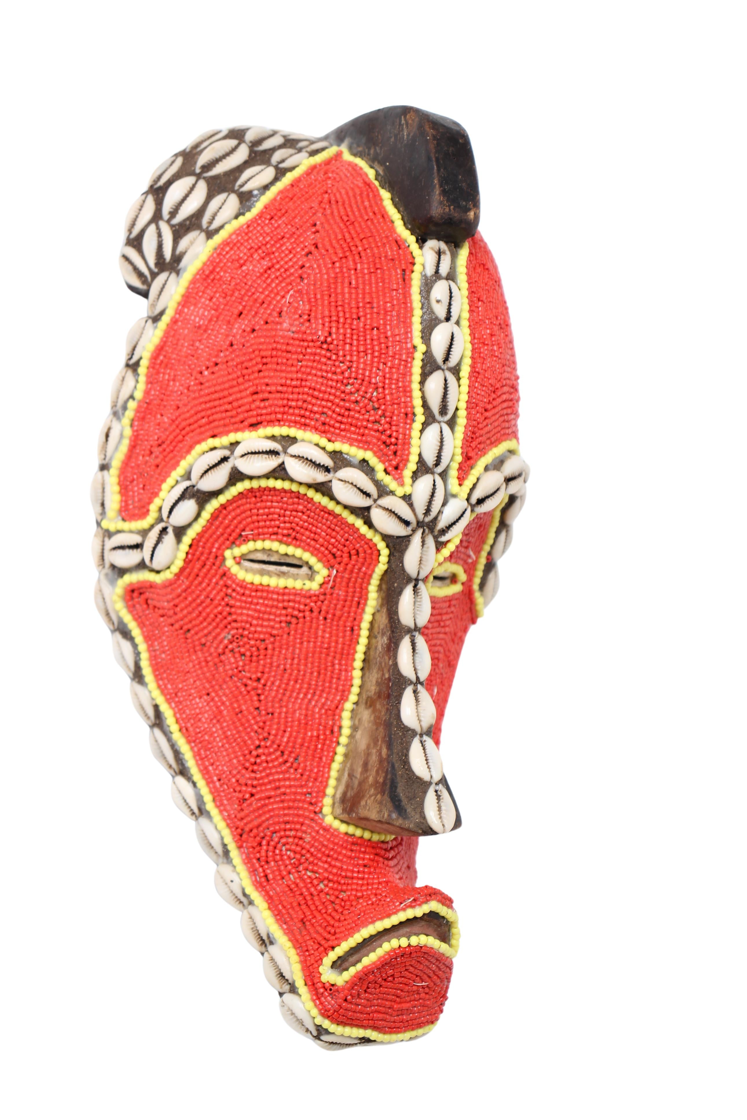 Fang Tribe Beaded Mask ~12.6" Tall (New 2024) - West African Artifacts