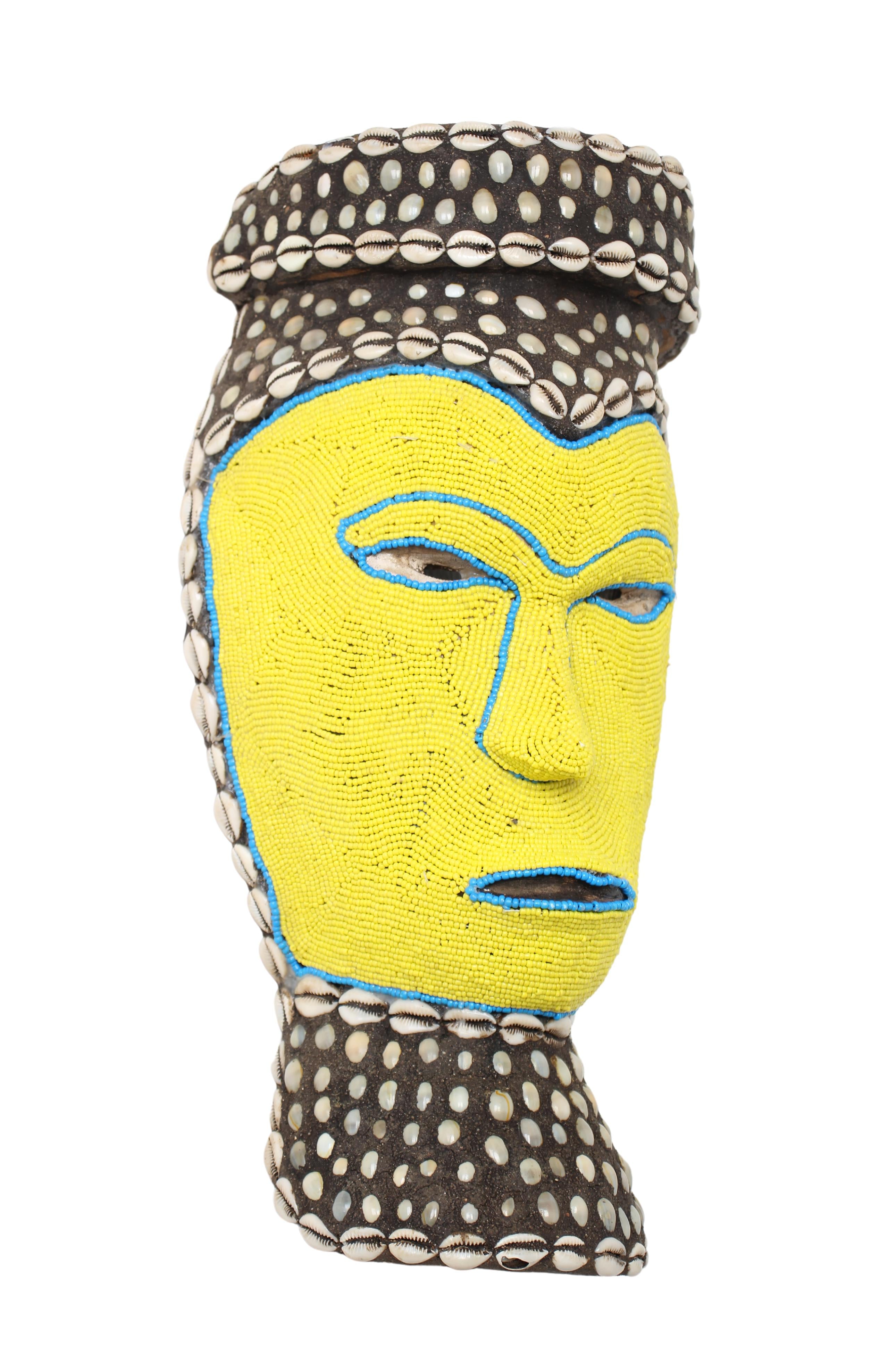 Fang Tribe Beaded Mask ~16.1" Tall (New 2024) - West African Artifacts