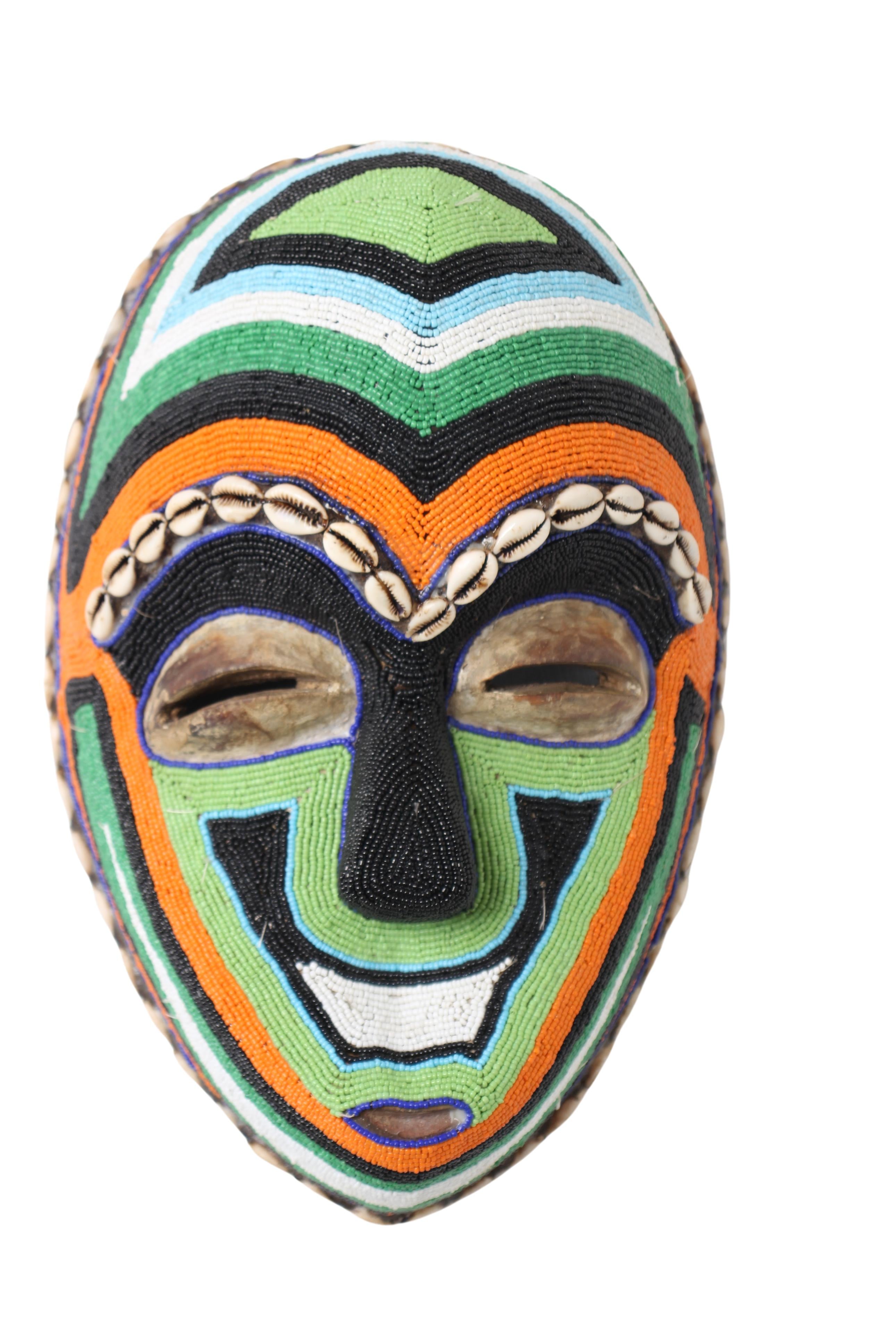 Fang Tribe Beaded Mask ~15" Tall (New 2024) - West African Artifacts