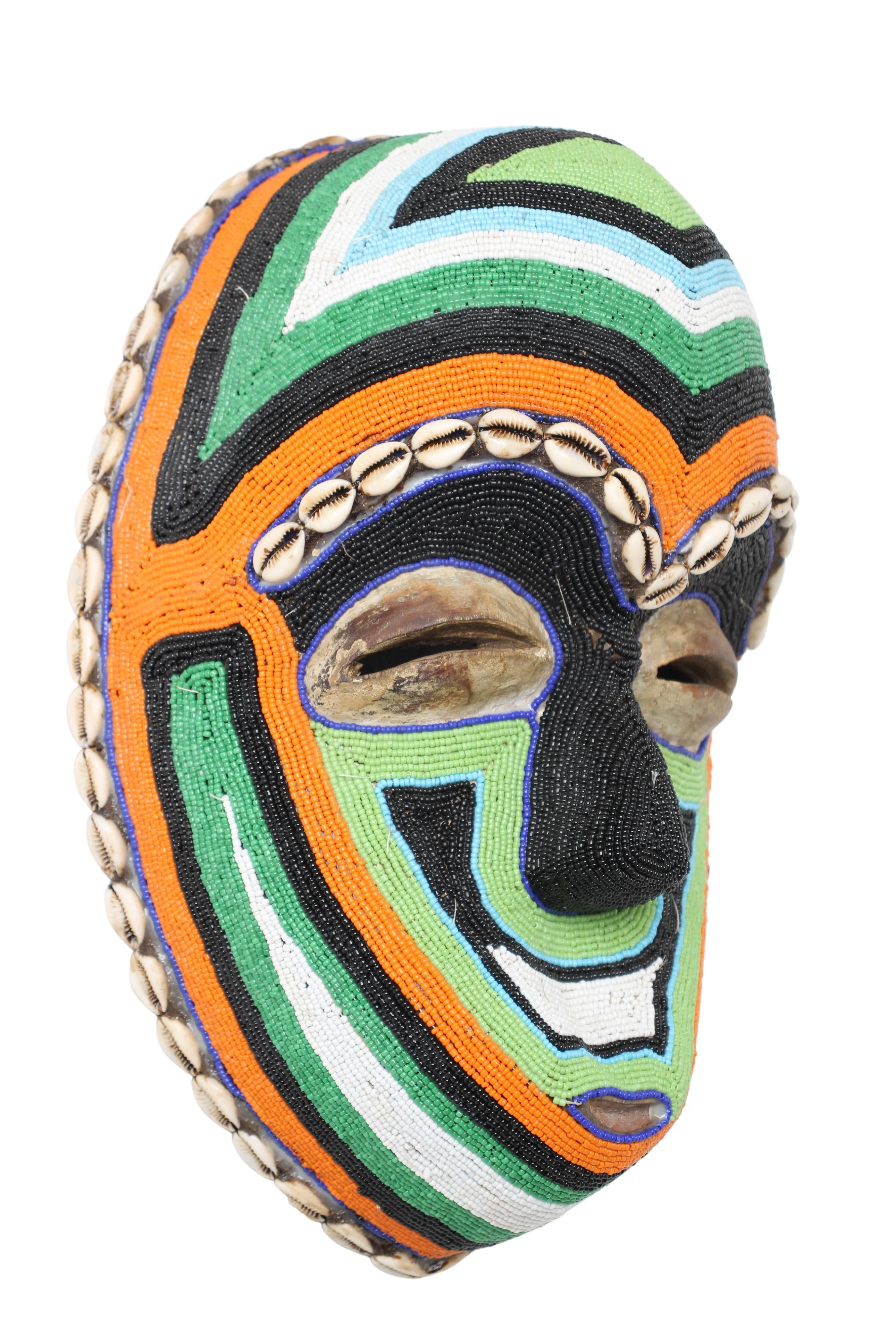 Fang Tribe Beaded Mask ~15" Tall (New 2024) - West African Artifacts