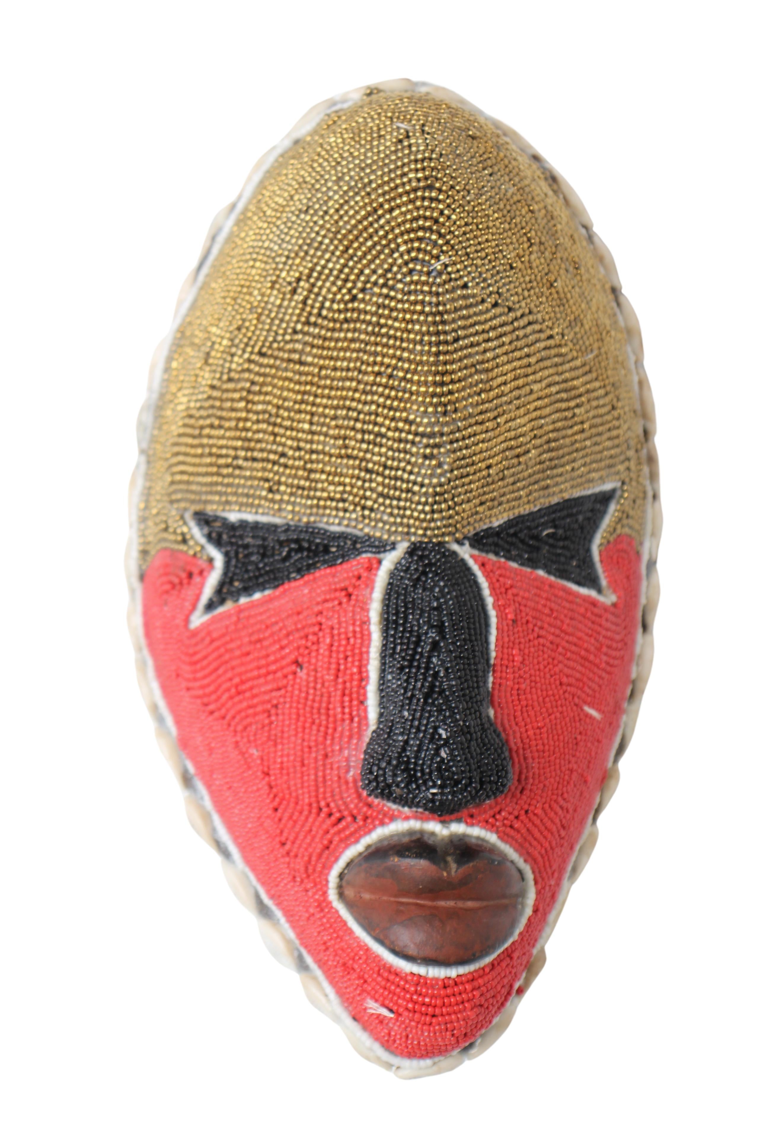 Fang Tribe Beaded Mask ~13.4" Tall (New 2024) - West African Artifacts