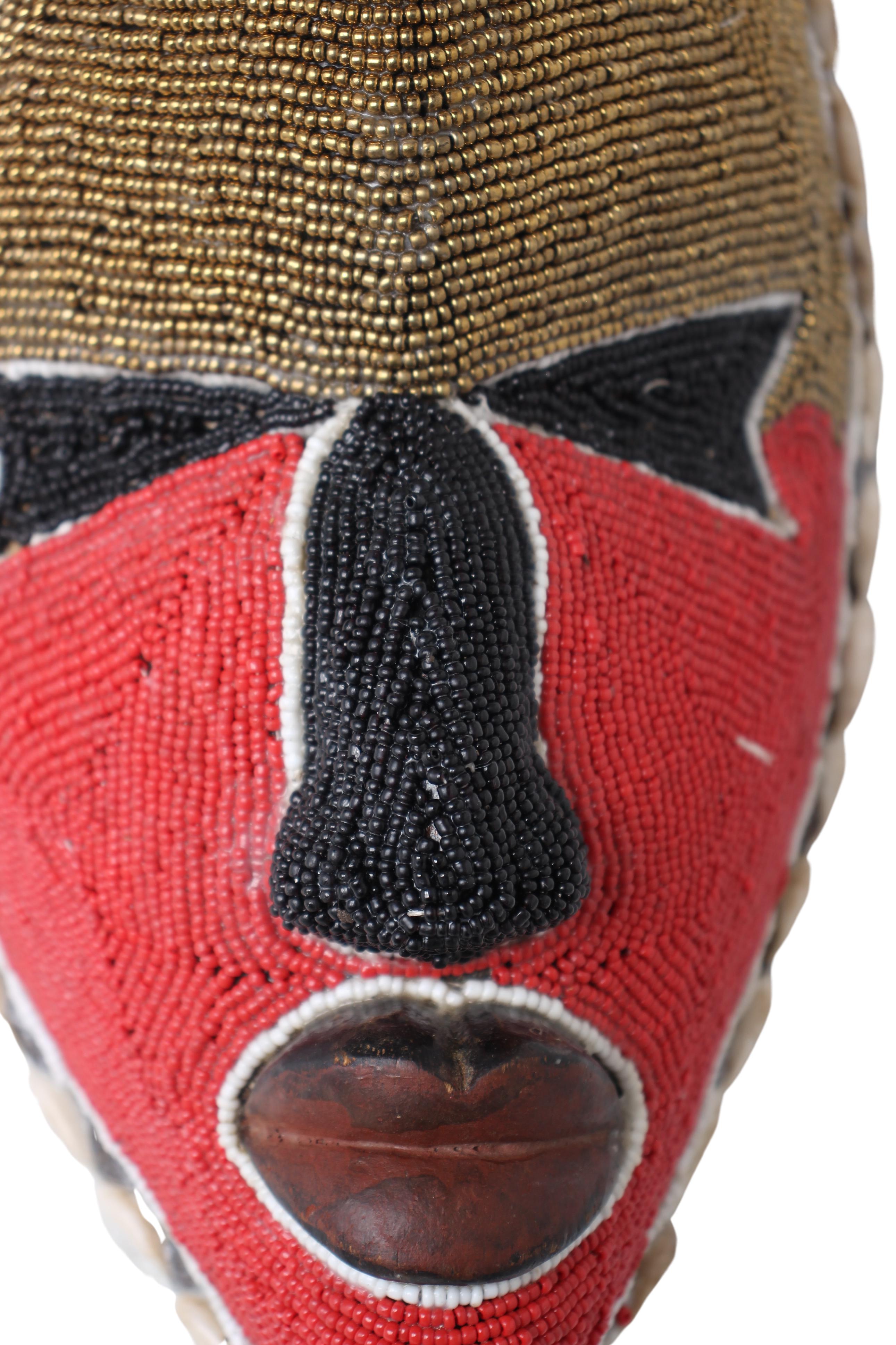 Fang Tribe Beaded Mask ~10.6" Tall (New 2024) - West African Artifacts