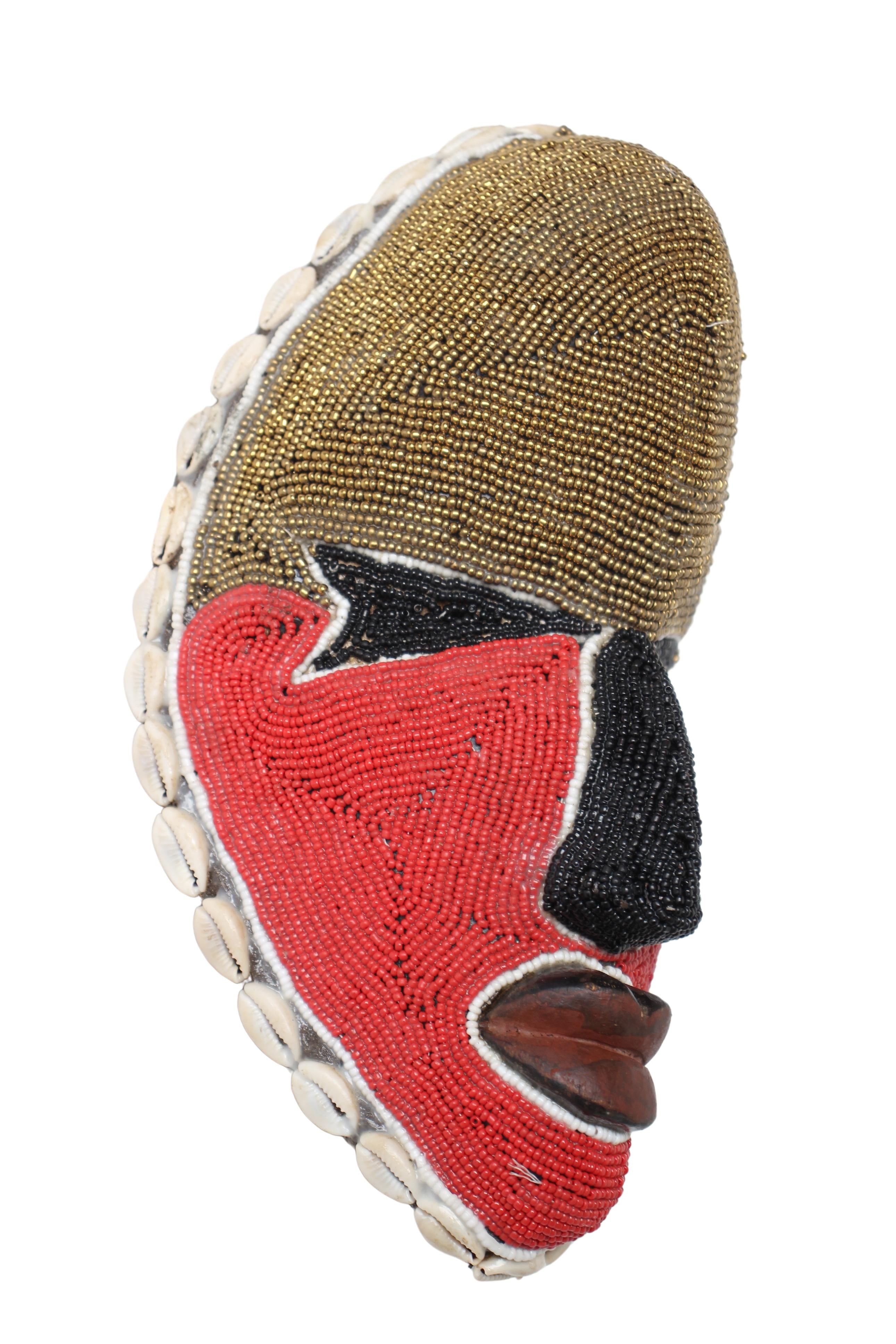 Fang Tribe Beaded Mask ~10.6" Tall (New 2024) - West African Artifacts