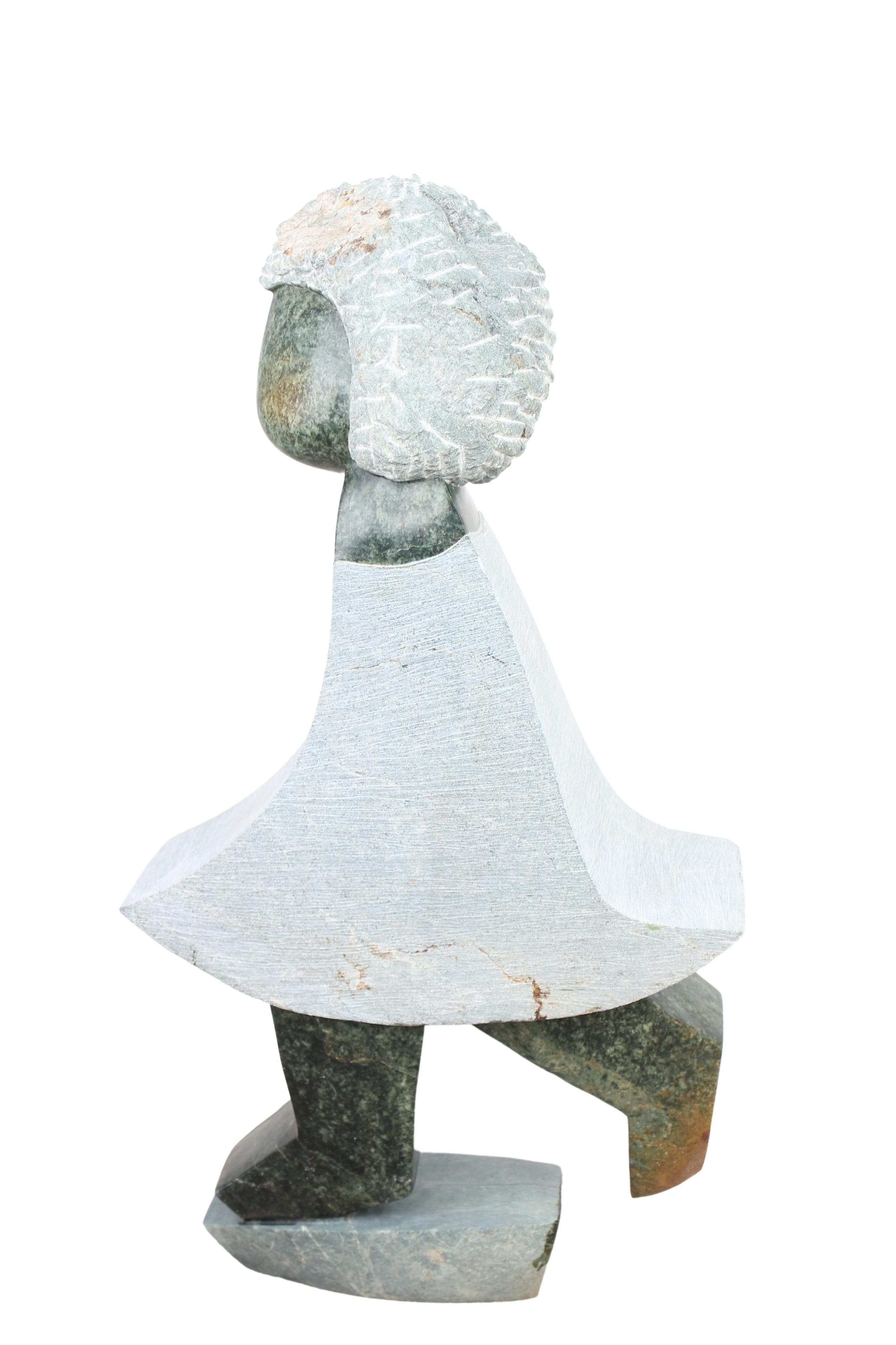 Shona Tribe Opal Stone Playing Child Sculpture ~25.2" Tall (New 2024) - Shona Stone