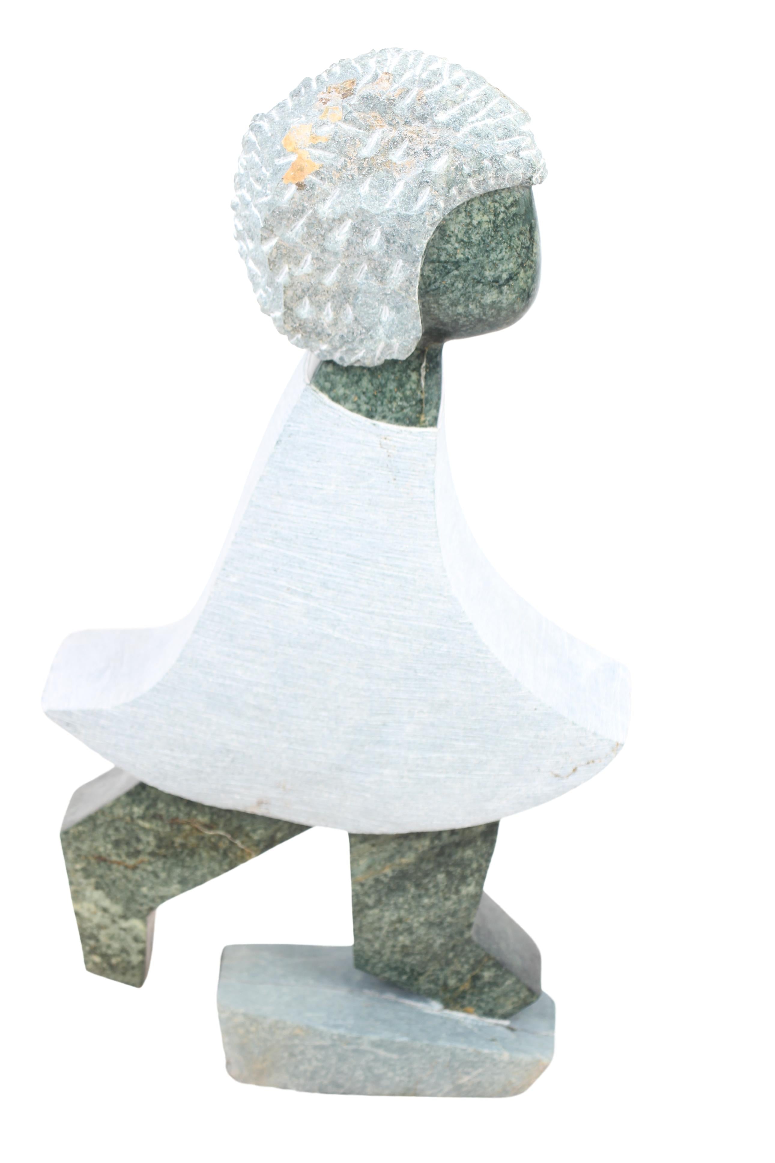 Shona Tribe Opal Stone Playing Child Sculpture ~25.2" Tall (New 2024) - Shona Stone