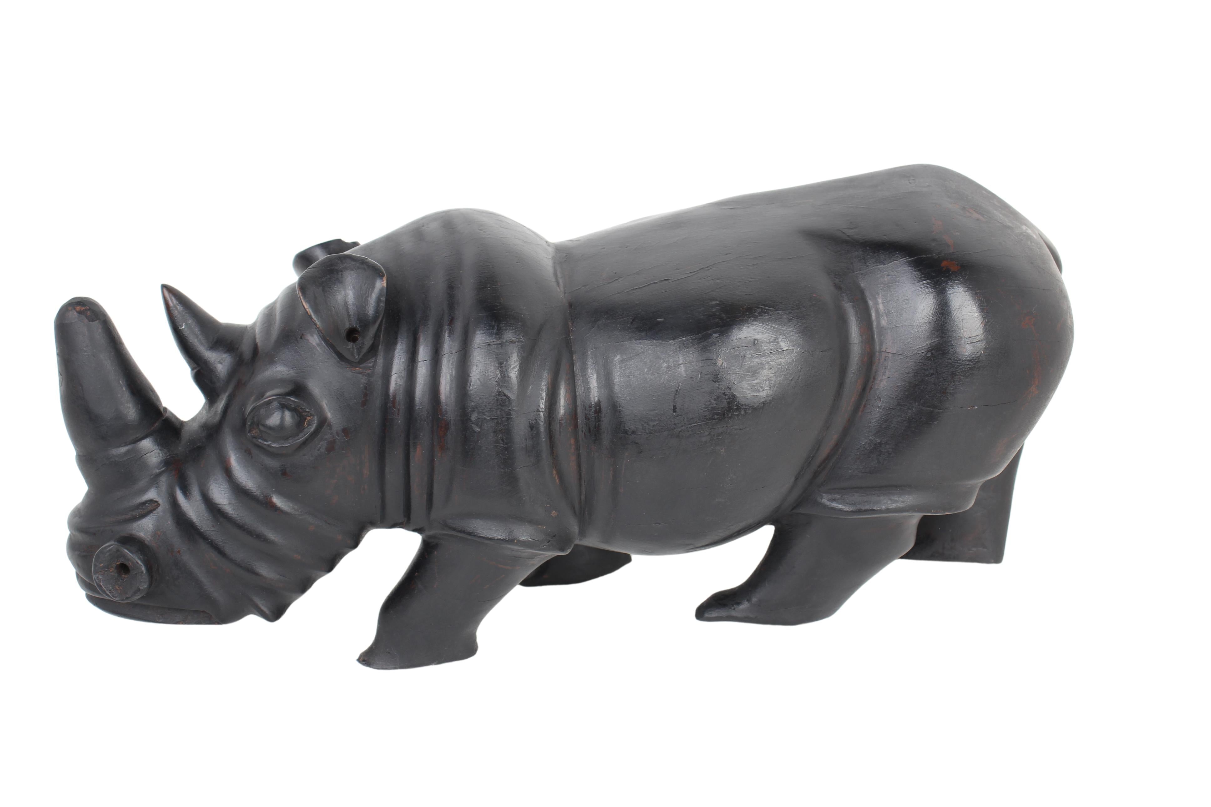 Chichewa Tribe Wooden Rhino ~7.1" Tall (New 2024)