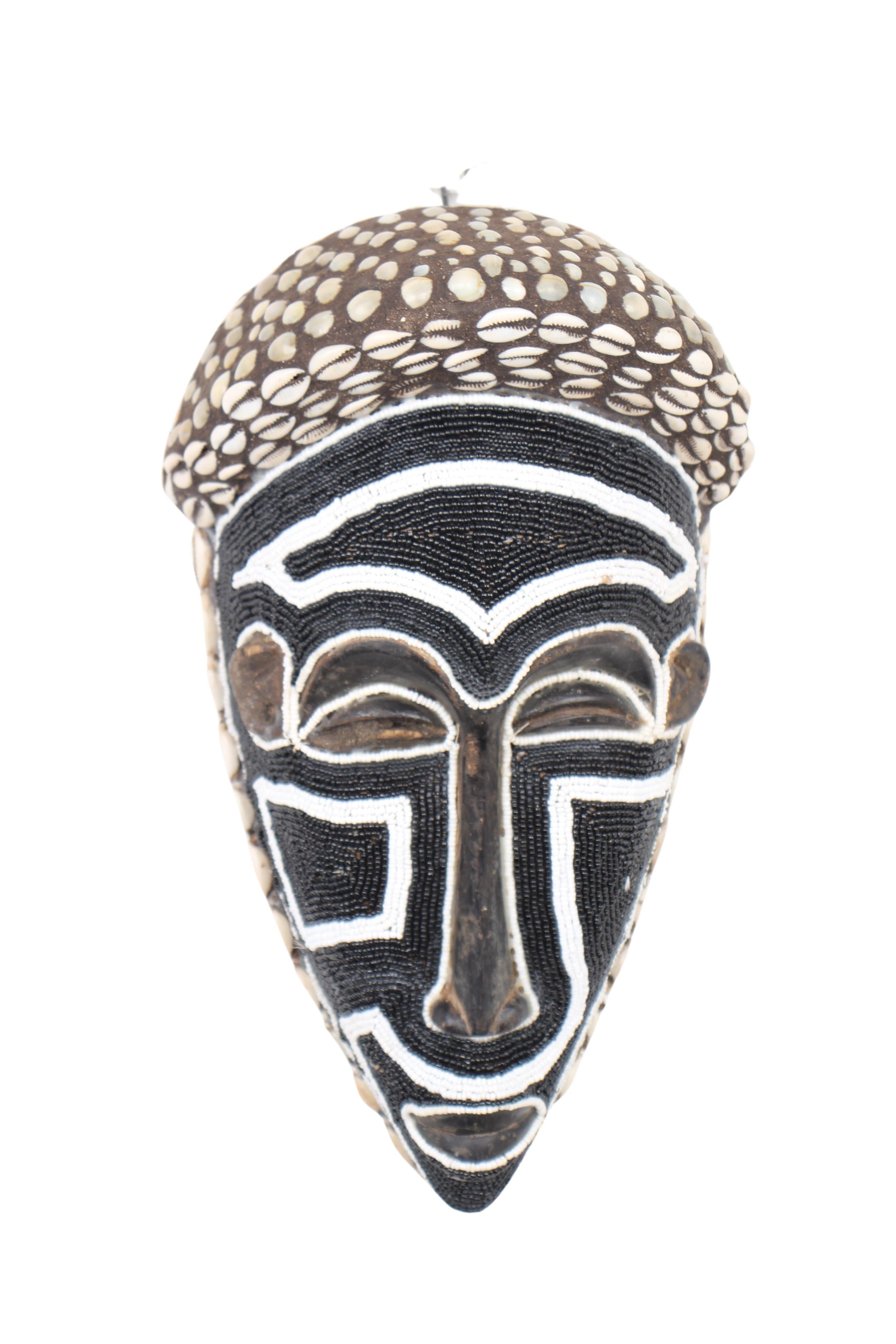 Chokwe Tribe Beaded Mask (Mwana Pwo) ~13" Tall (New 2024)