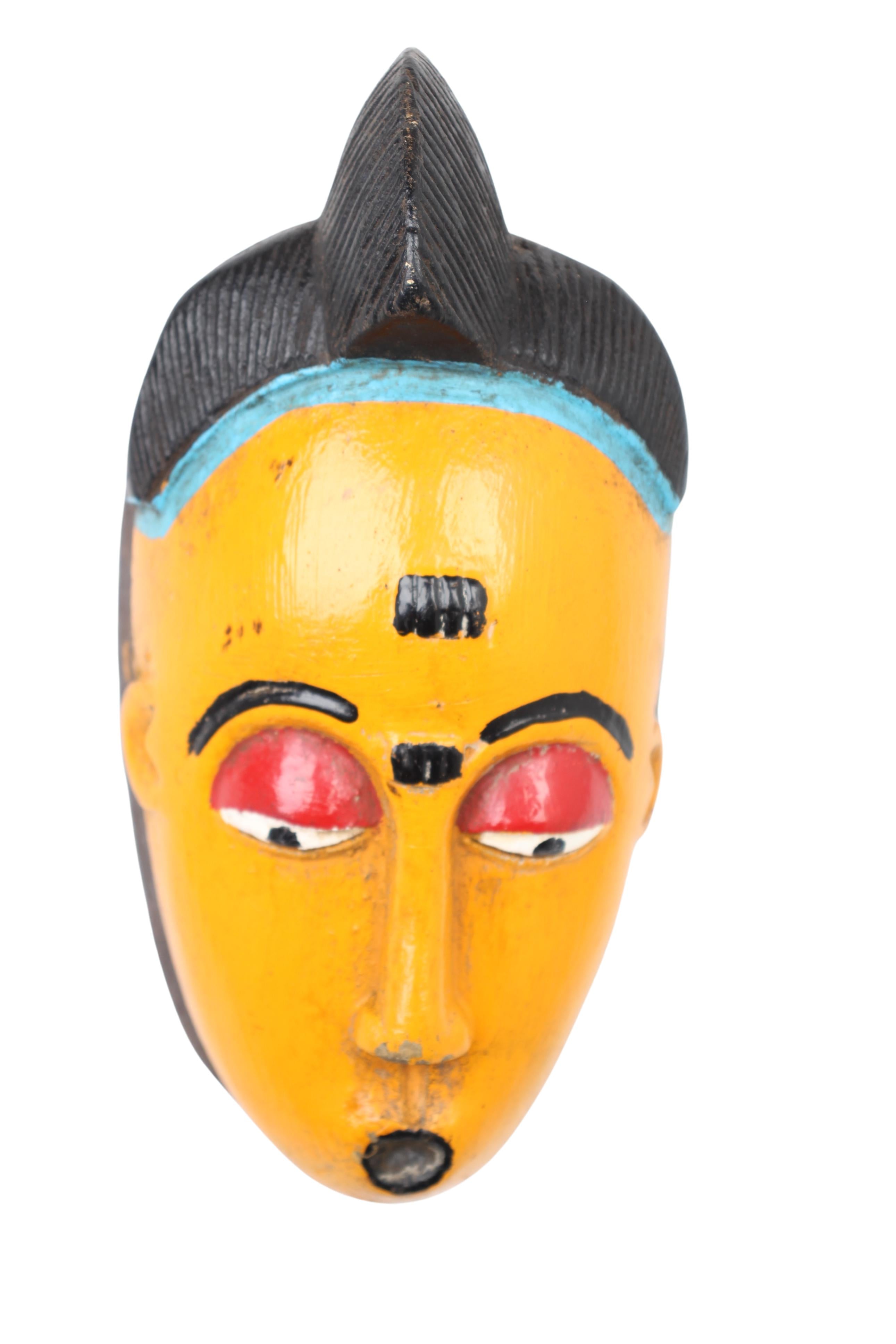 Baule Tribe Painted Kpan Mask ~8.7" Tall (New 2024) - West African Artifacts