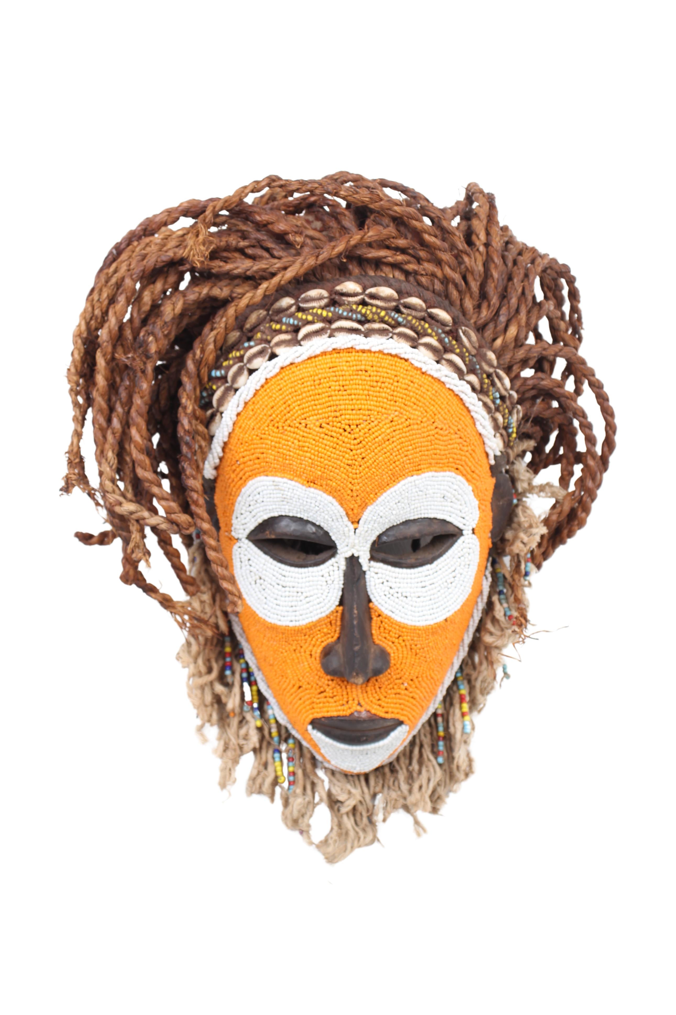 Chokwe Tribe Beaded Mask ~18.1" Tall (New 2024)