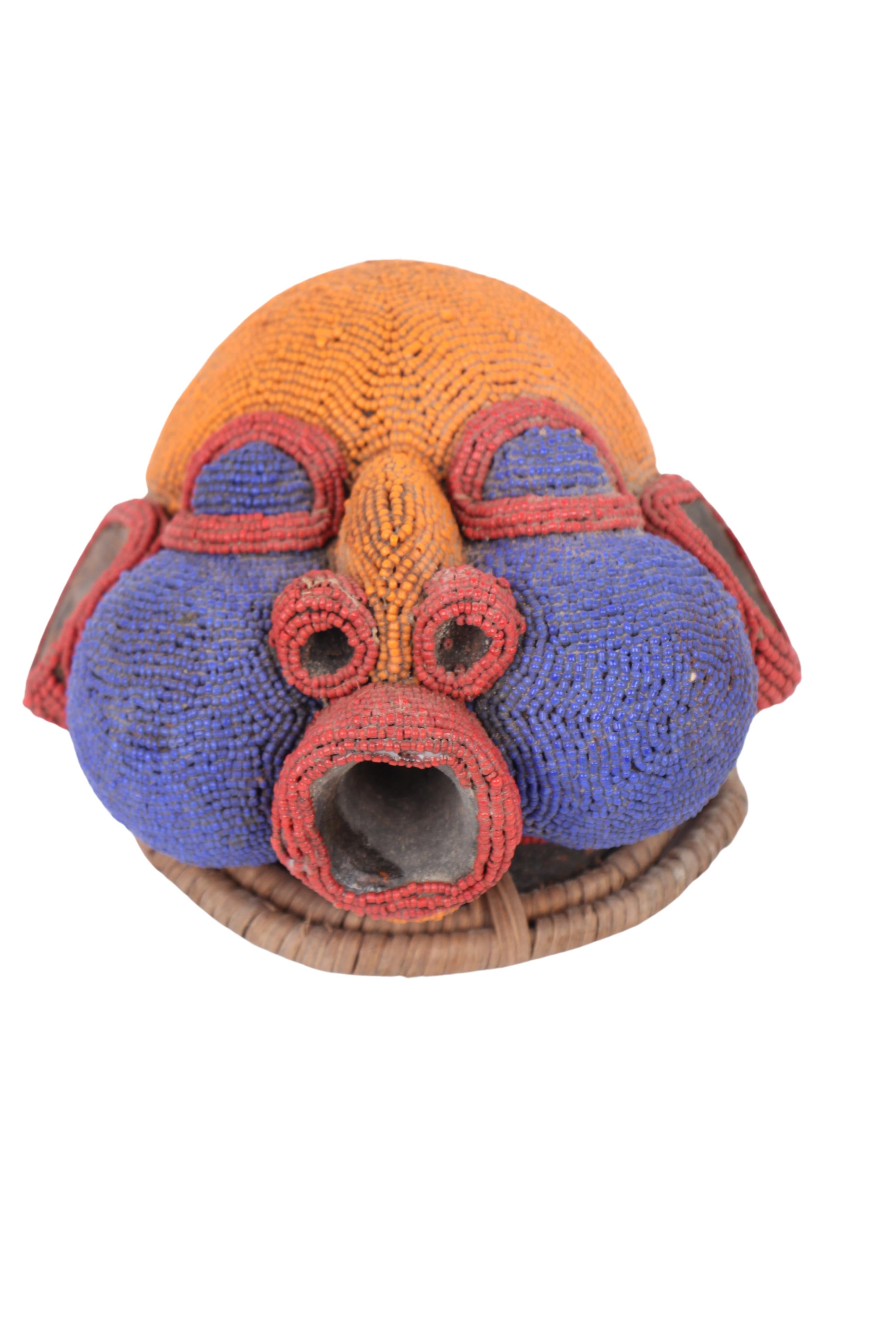 Bamileke Tribe Beaded Mask ~7.5" Tall (New 2024)