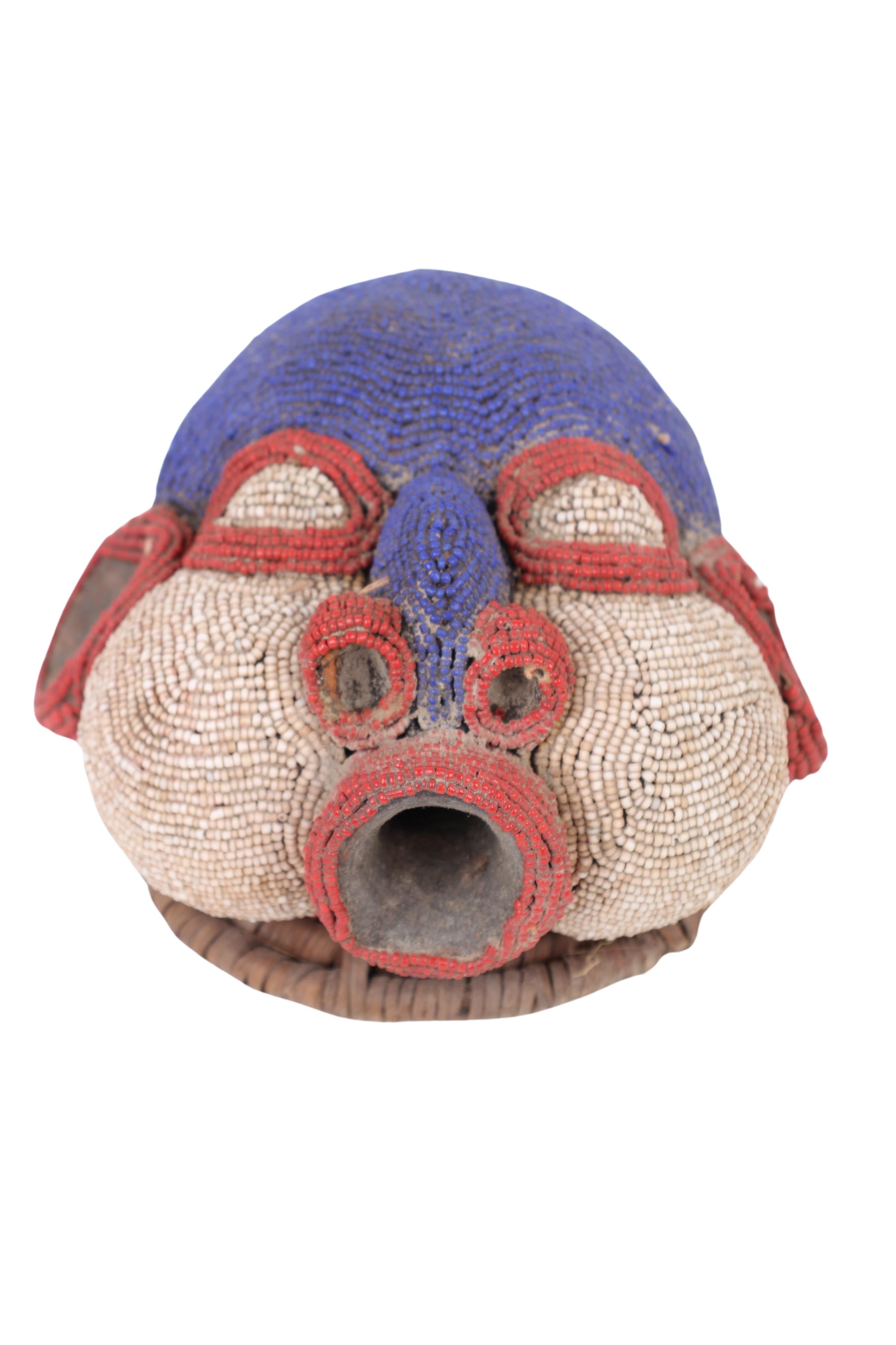 Bamileke Tribe Beaded Mask ~7.1" Tall (New 2024)