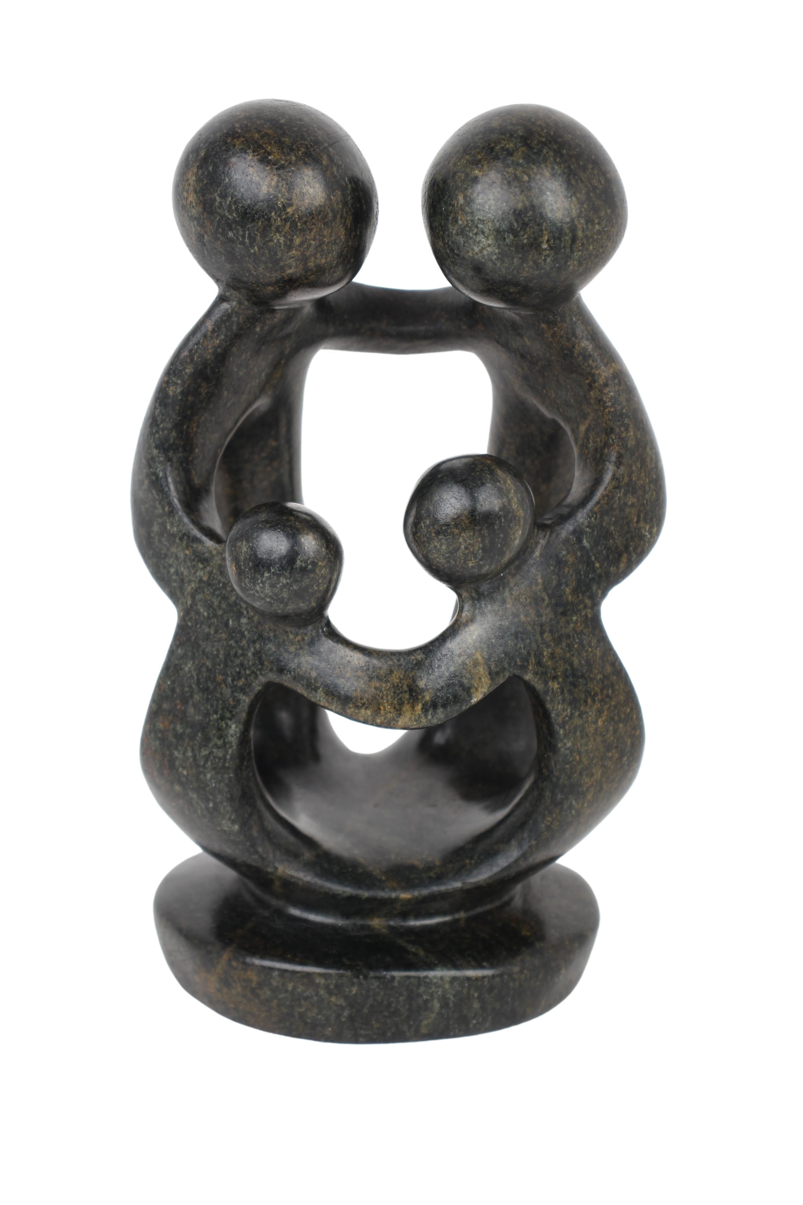 Shona Tribe Serpentine Stone Family of Four ~7.9" Tall (New 2024)