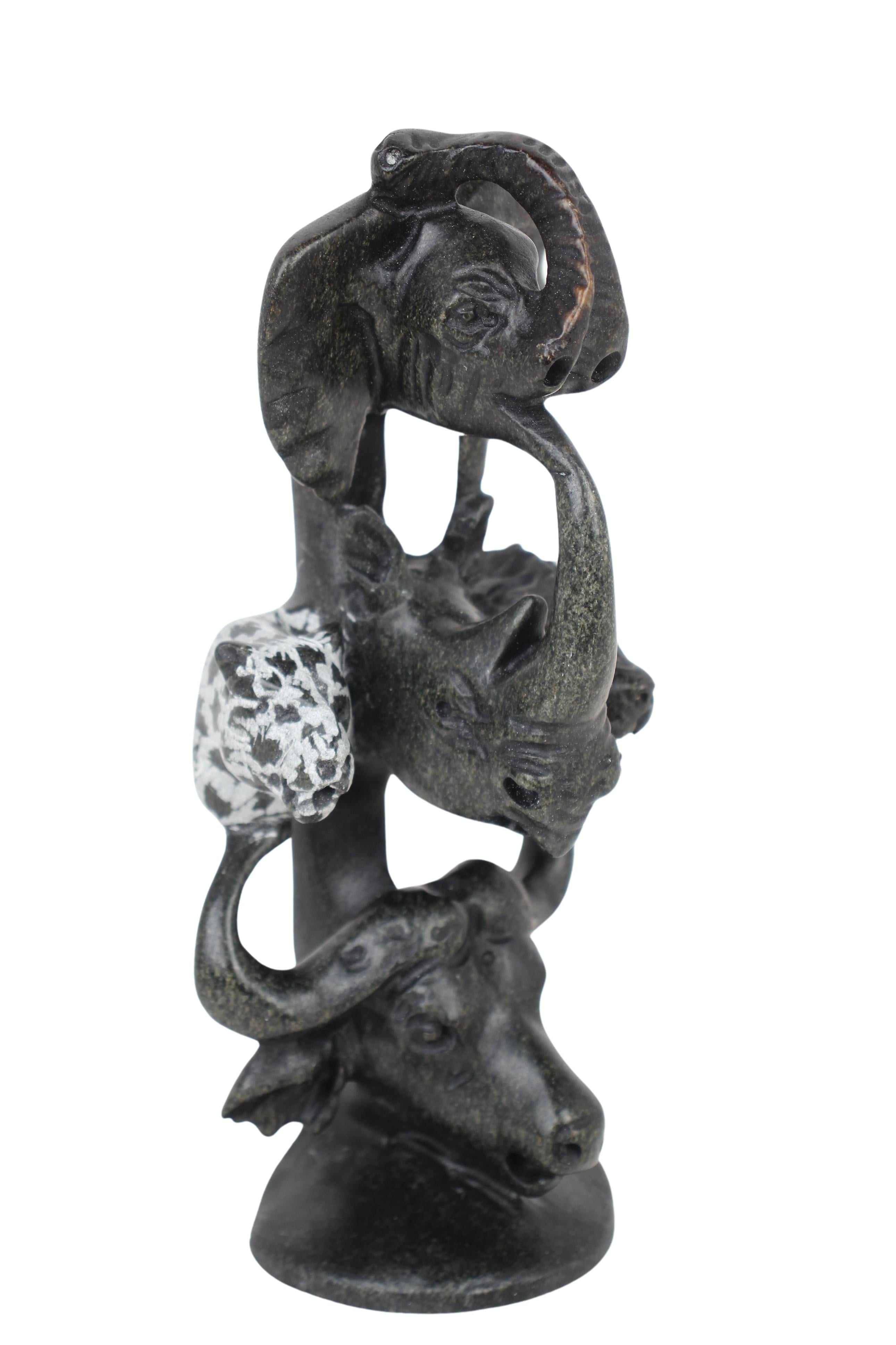 Shona Tribe Serpentine Big Five Safari Sculptures ~9.8" Tall (New 2024)