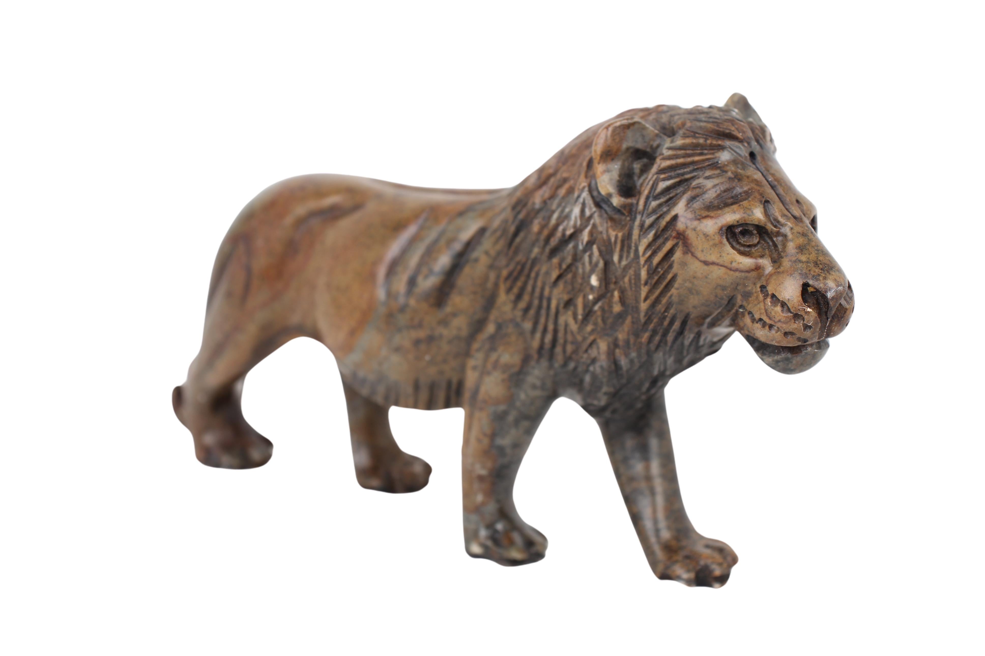 Shona Tribe Serpentine Stone Lion Sculpture ~4.3" Tall (New 2024)