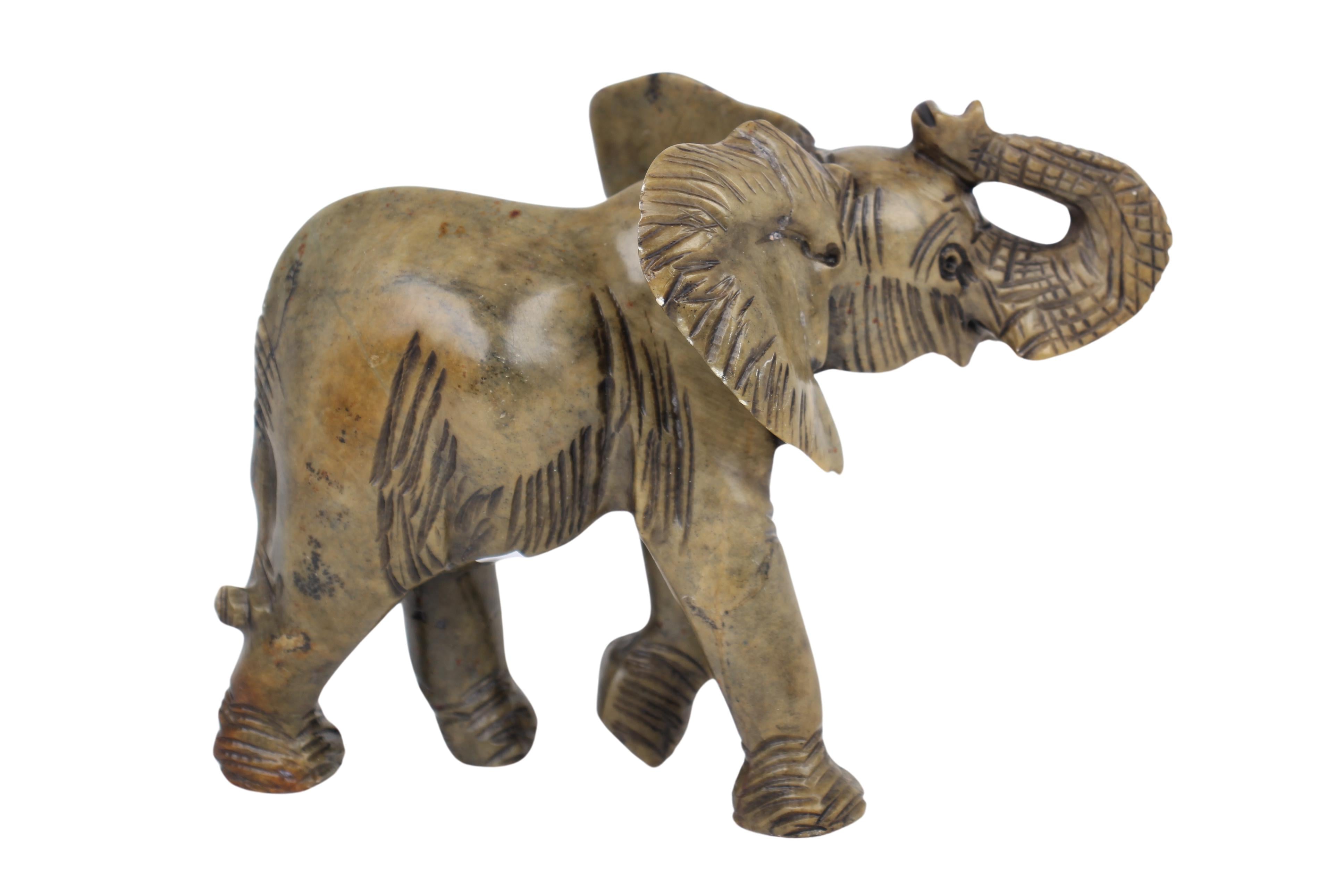 Shona Tribe Serpentine Stone Elephant Sculpture ~5.5" Tall (New 2024)