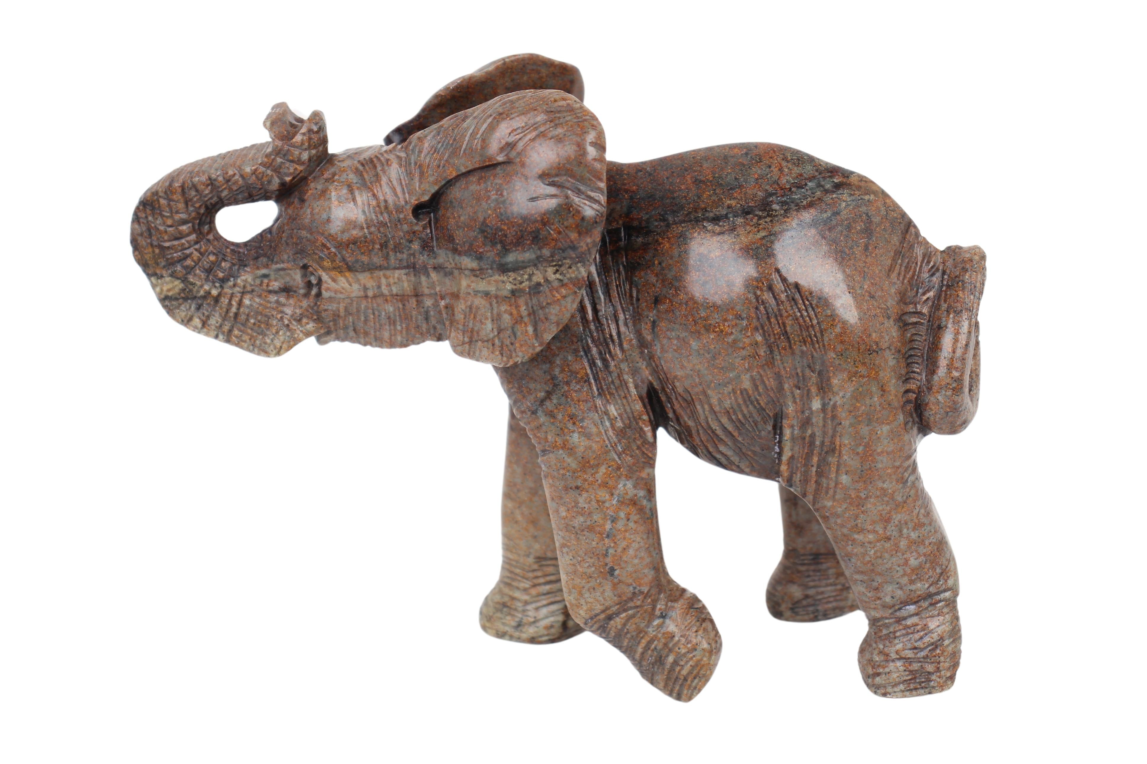 Shona Tribe Serpentine Stone Elephant Sculpture ~5.5" Tall (New 2024) - Shona Stone
