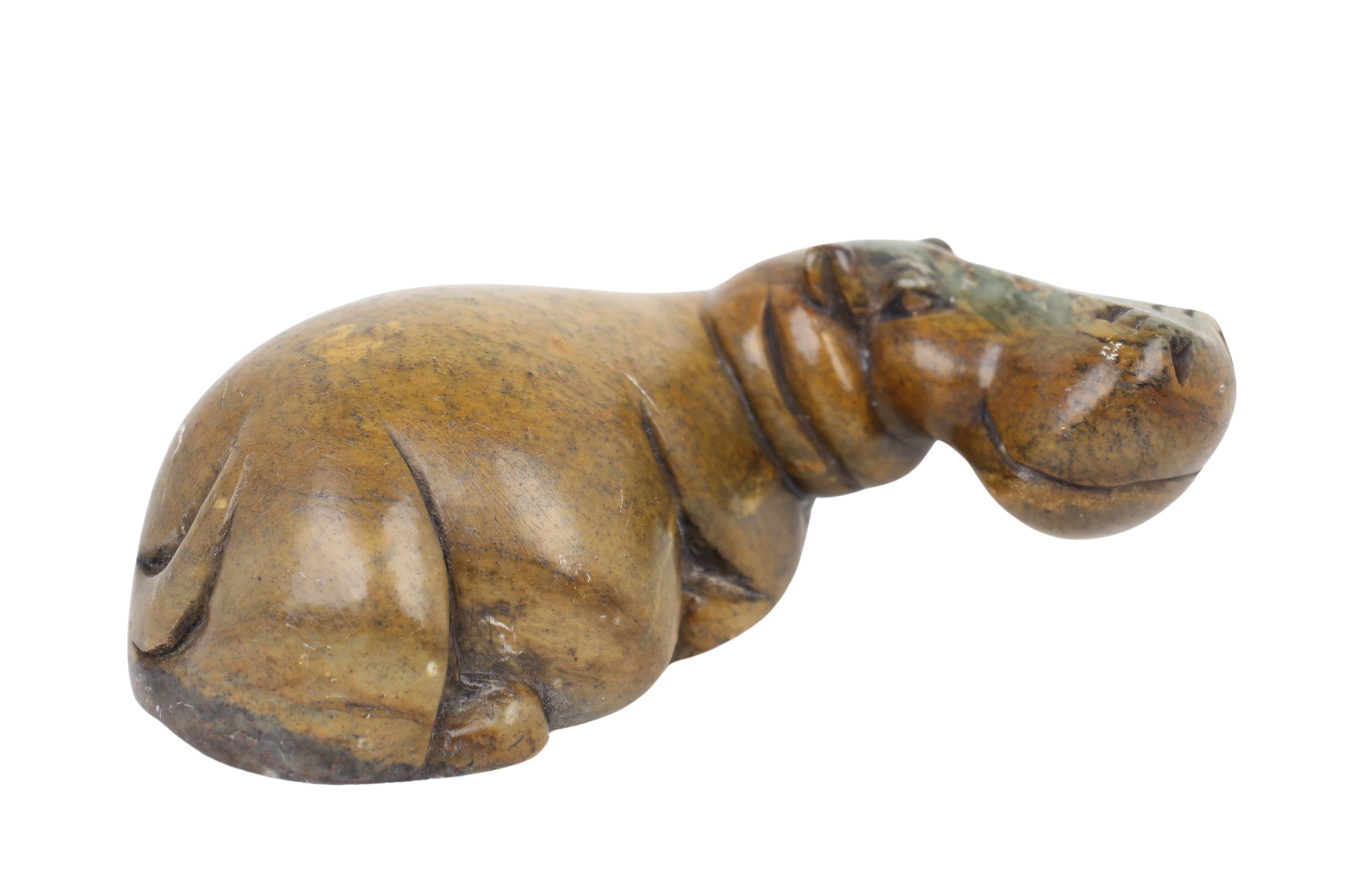 Shona Tribe Serpentine Stone Hippo Sculpture ~2.4" Tall (New 2024)