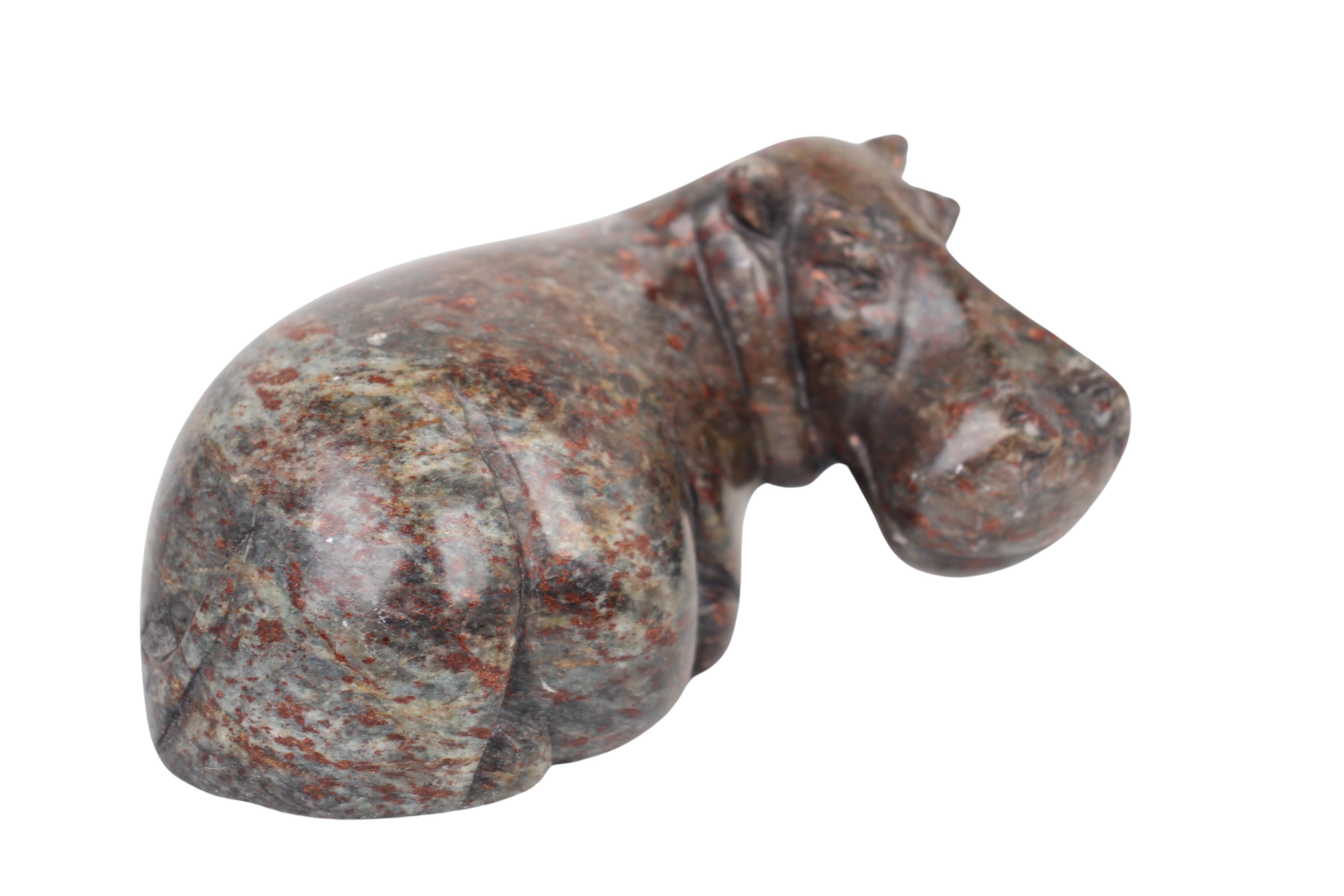Shona Tribe Serpentine Stone Hippo Sculpture ~2.4" Tall (New 2024)