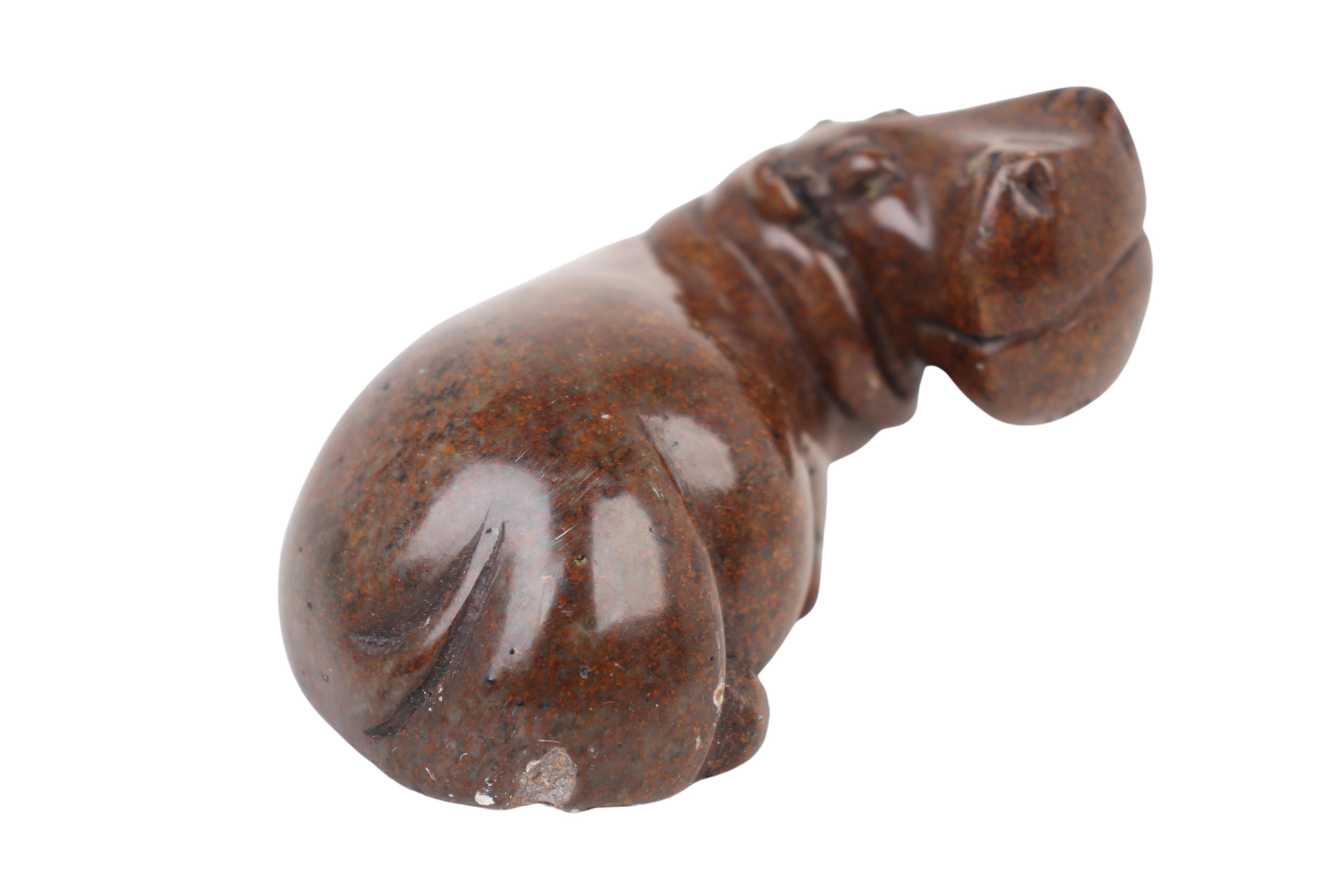 Shona Tribe Serpentine Stone Hippo Sculpture ~2" Tall (New 2024)