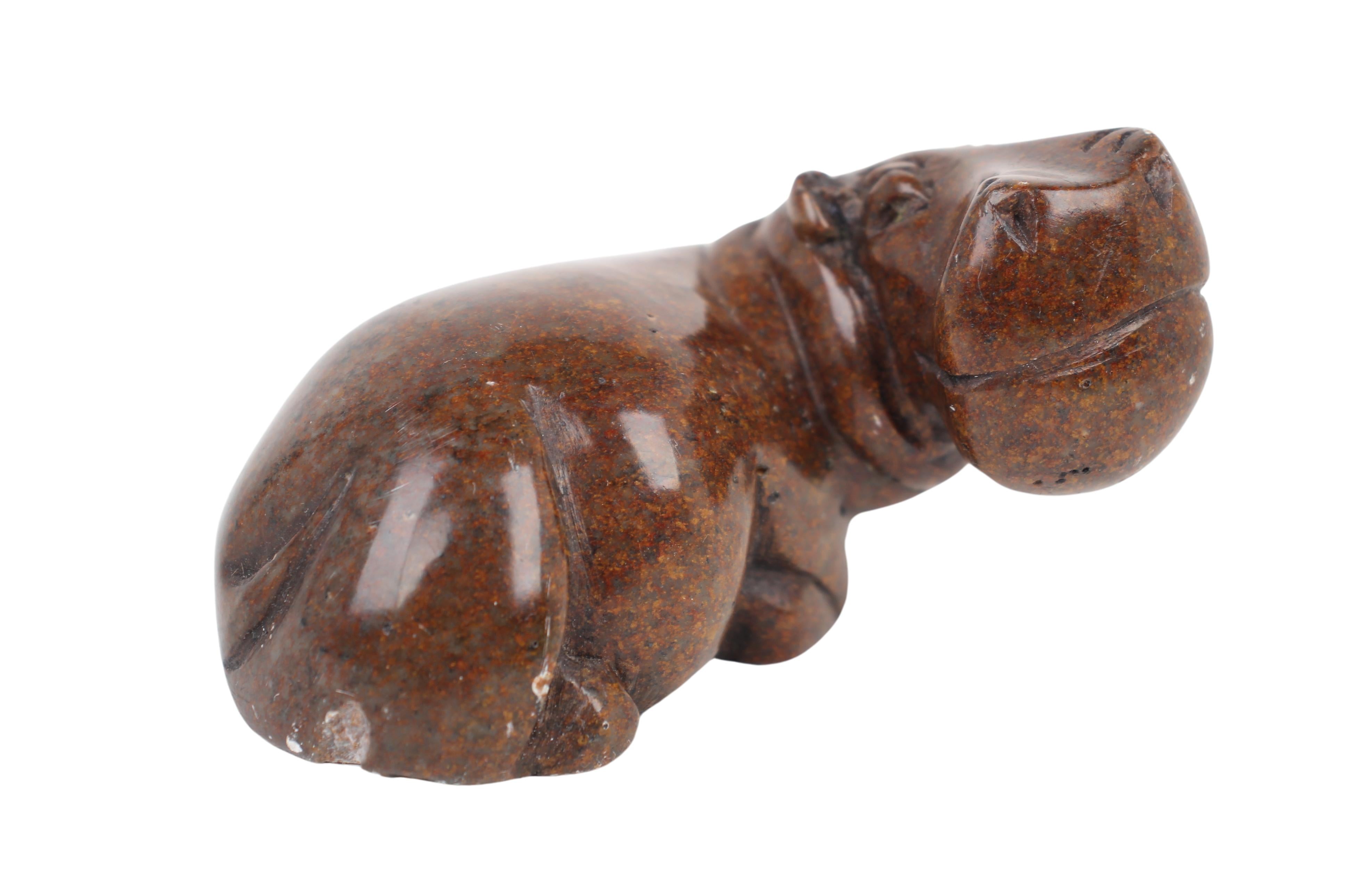 Shona Tribe Serpentine Stone Hippo Sculpture ~2" Tall (New 2024) - Shona Stone