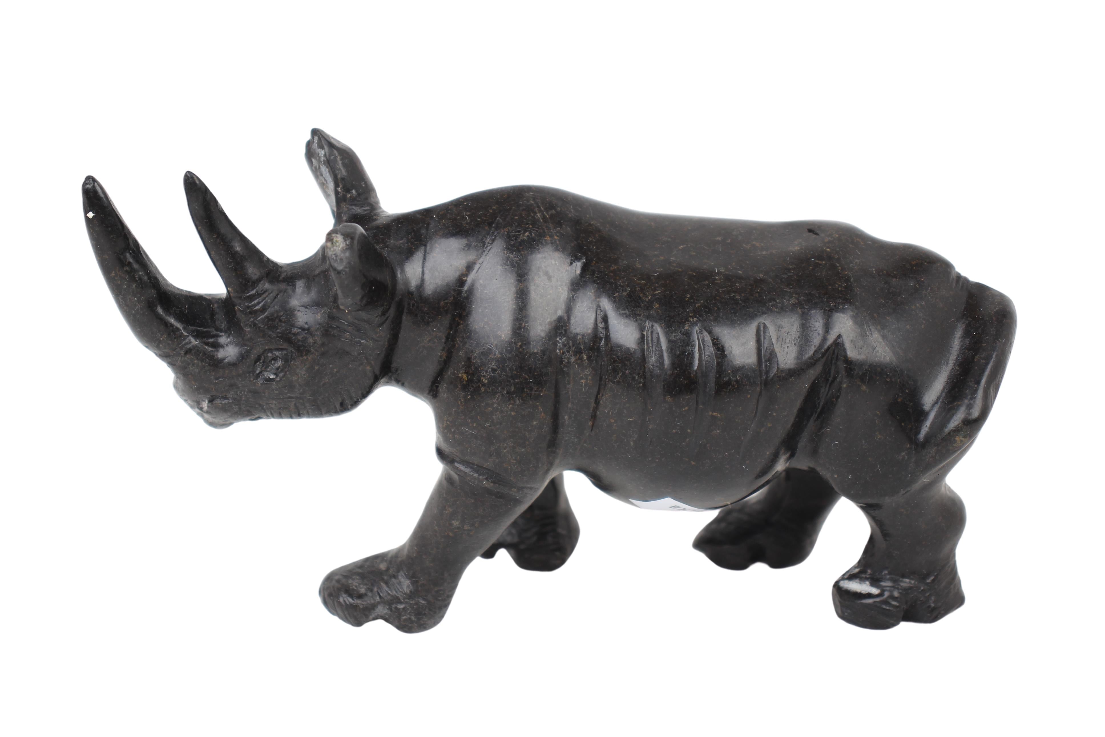 Shona Tribe Serpentine Stone Rhino Sculpture ~3.5" Tall (New 2024) - Shona Stone