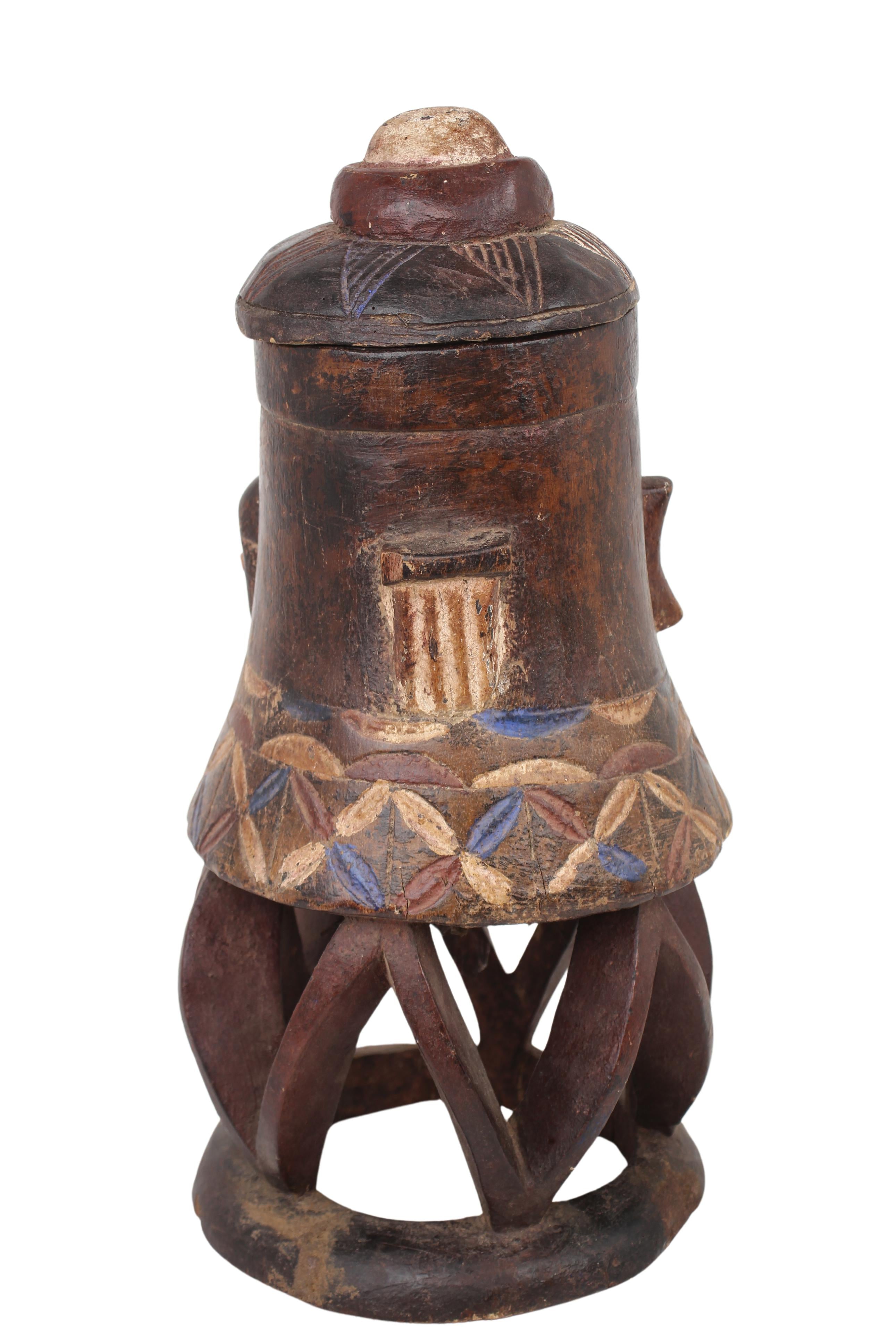 Baule Tribe Antique Wooden Pots ~16.5" Tall (New 2024) - West African Artifacts