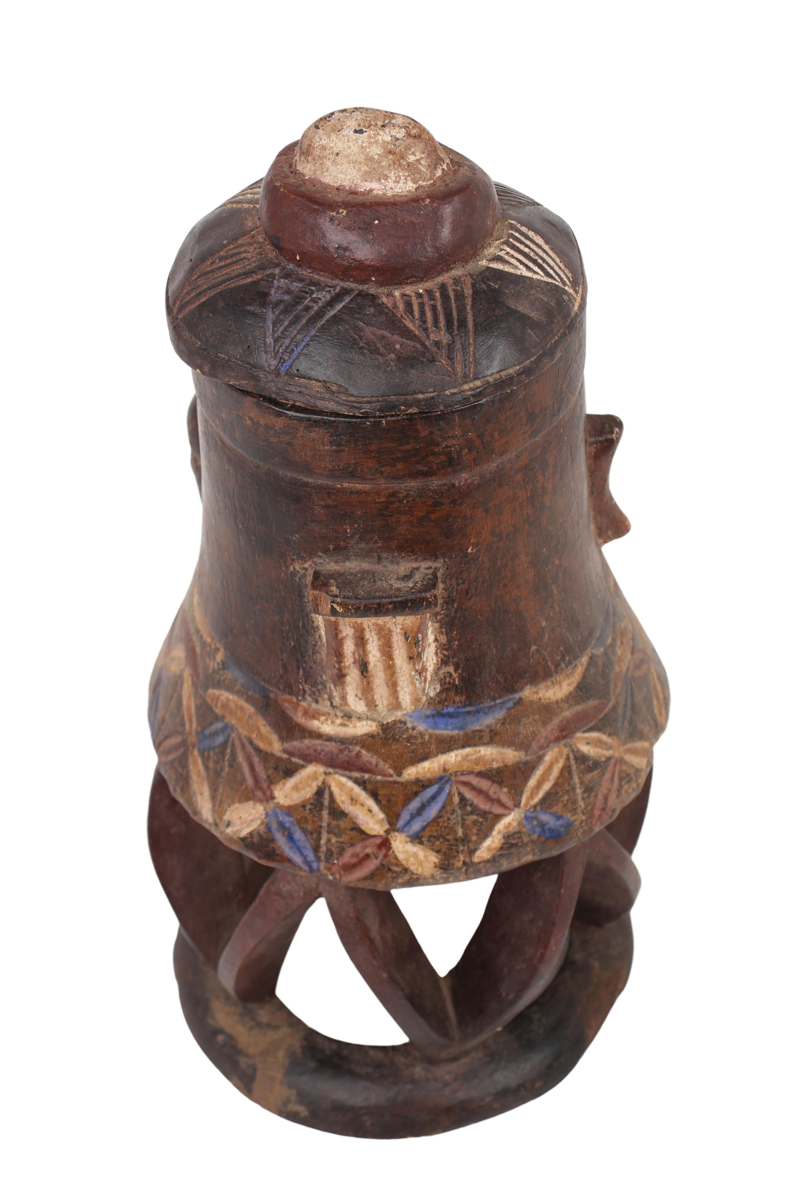 Baule Tribe Antique Wooden Pots ~16.5" Tall (New 2024) - West African Artifacts