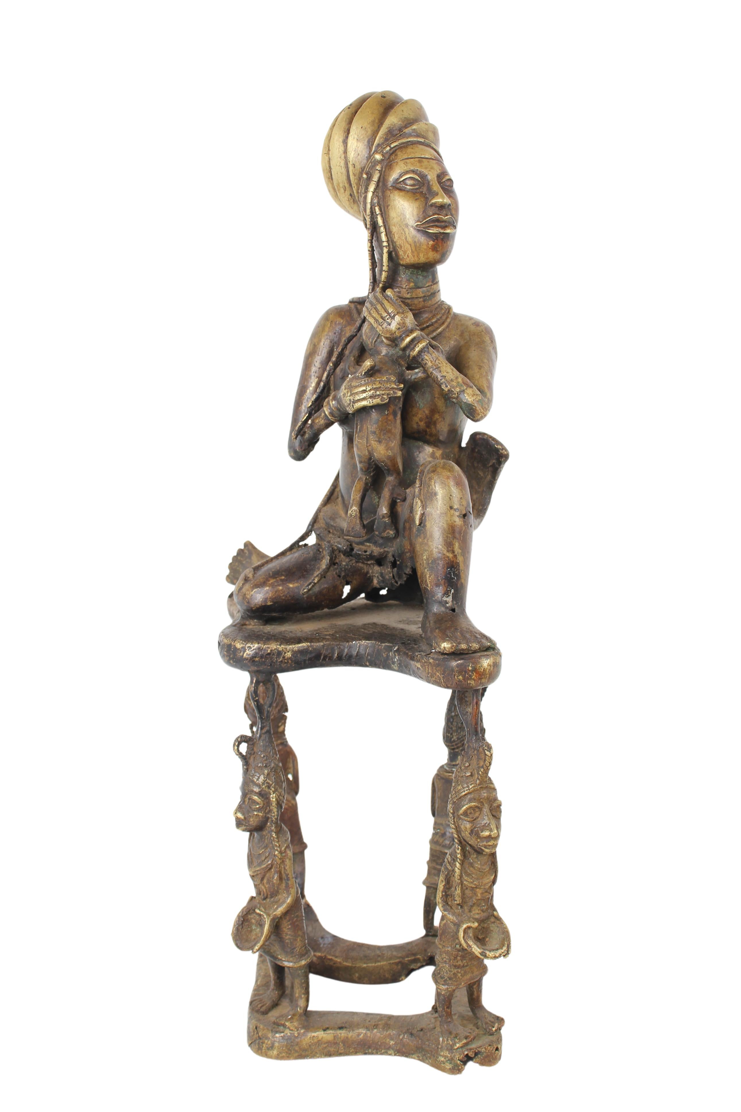 Igbo/Ibo Tribe Bronze Female Statue ~27.2" Tall (New 2024) - West African Artifacts