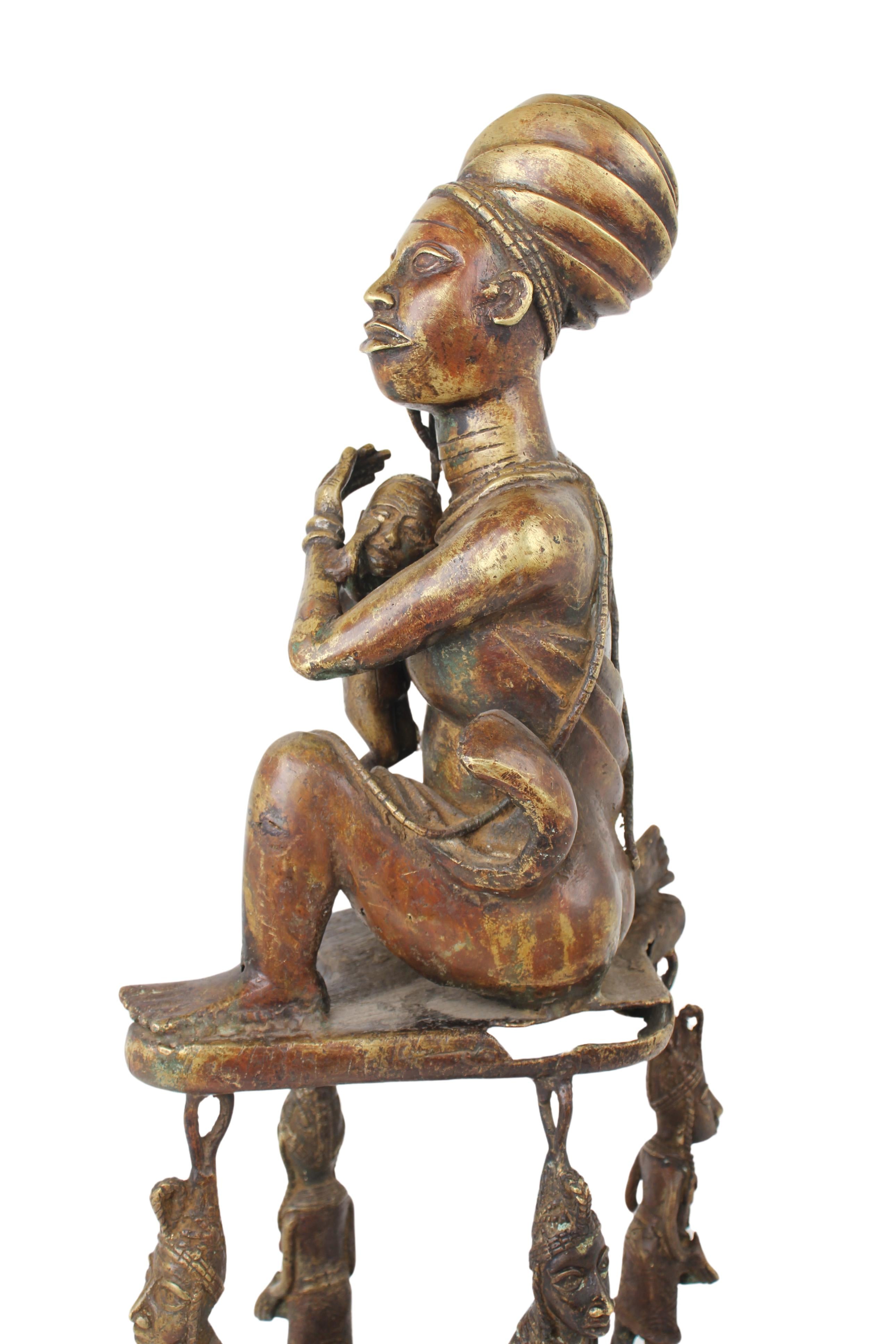 Igbo/Ibo Tribe Bronze Female Statue ~27.2" Tall (New 2024) - West African Artifacts