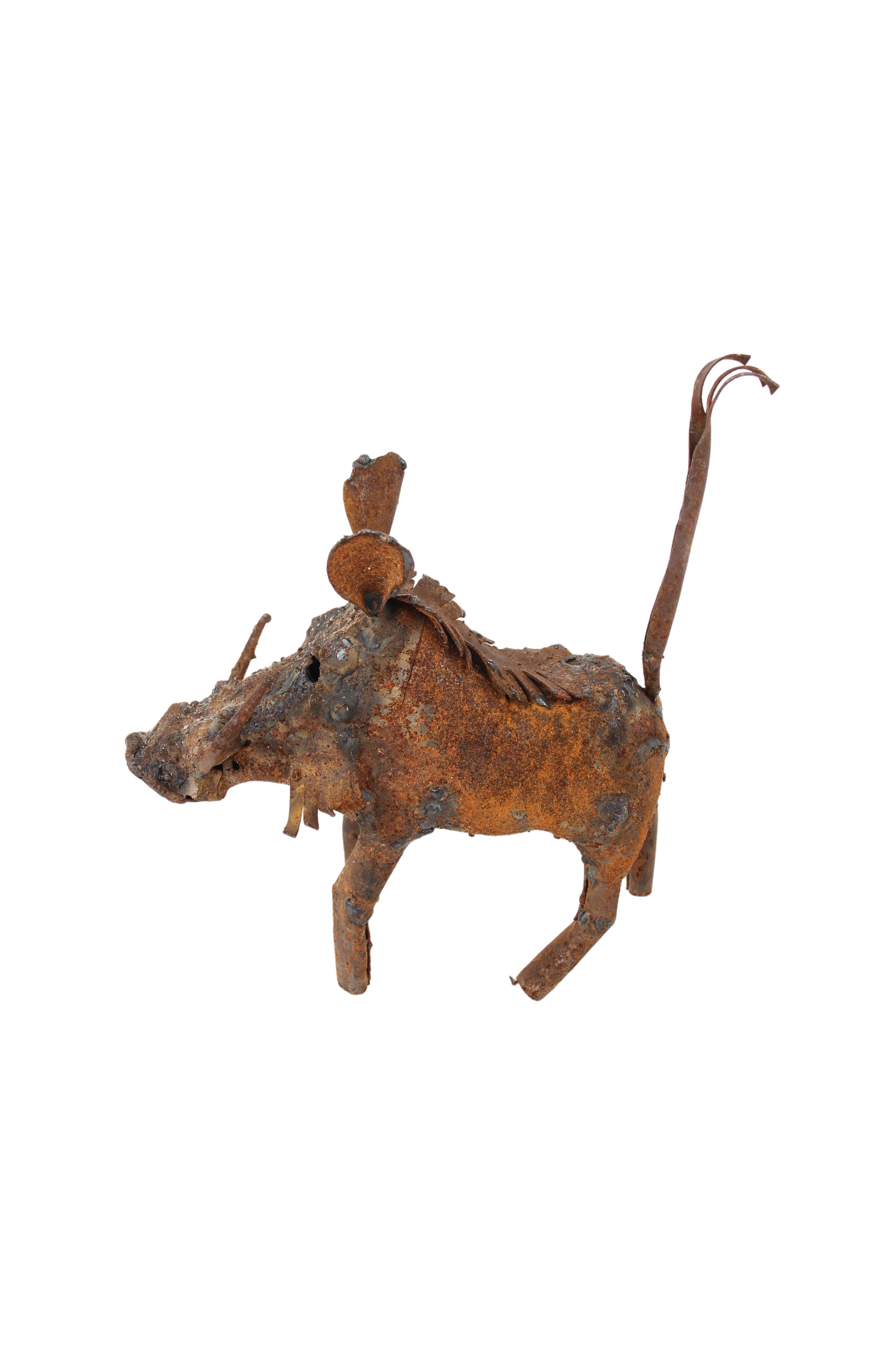 Shona Tribe Warthog Metal Sculpture ~8.3" Tall (New 2024) - West African Artifacts